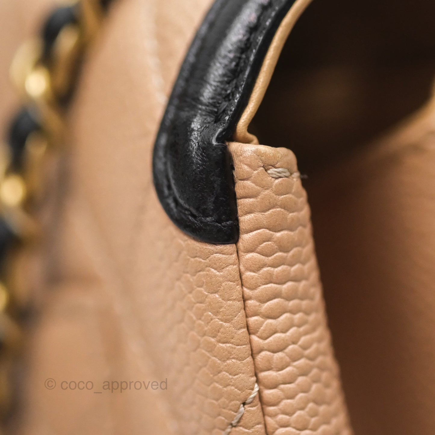 Chanel Small CC Filigree Flap Quilted Beige Black Caviar