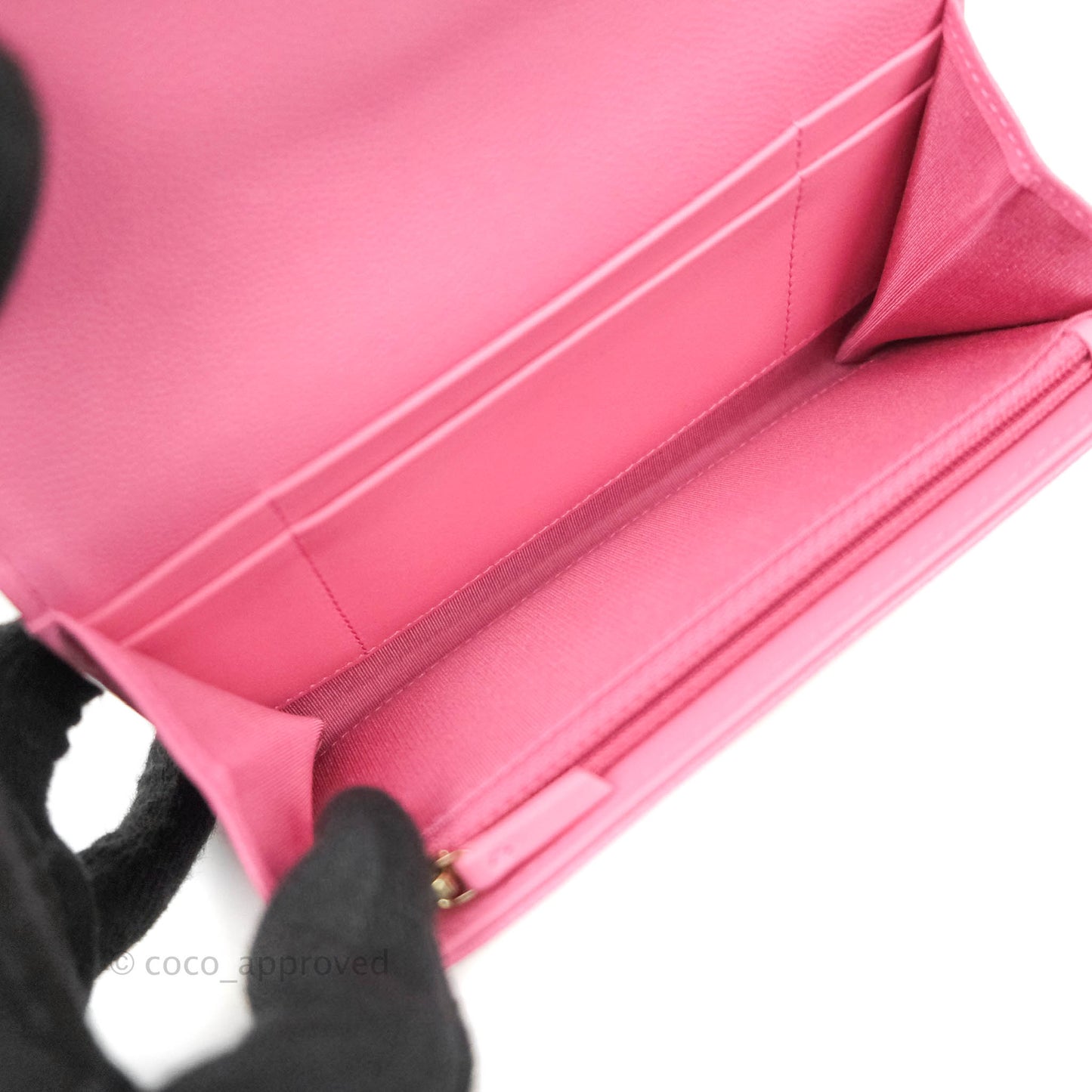 Chanel Quilted Flap Wallet Pink Caviar