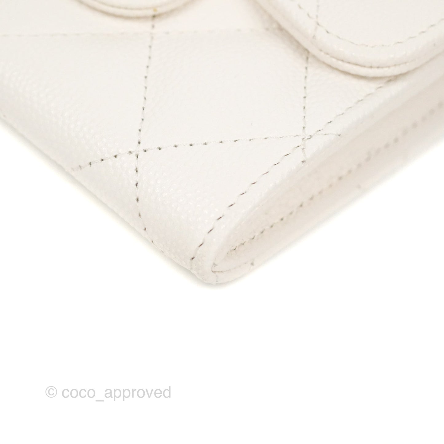 Chanel Mini Wallet With Chain White Caviar Gold Hardware