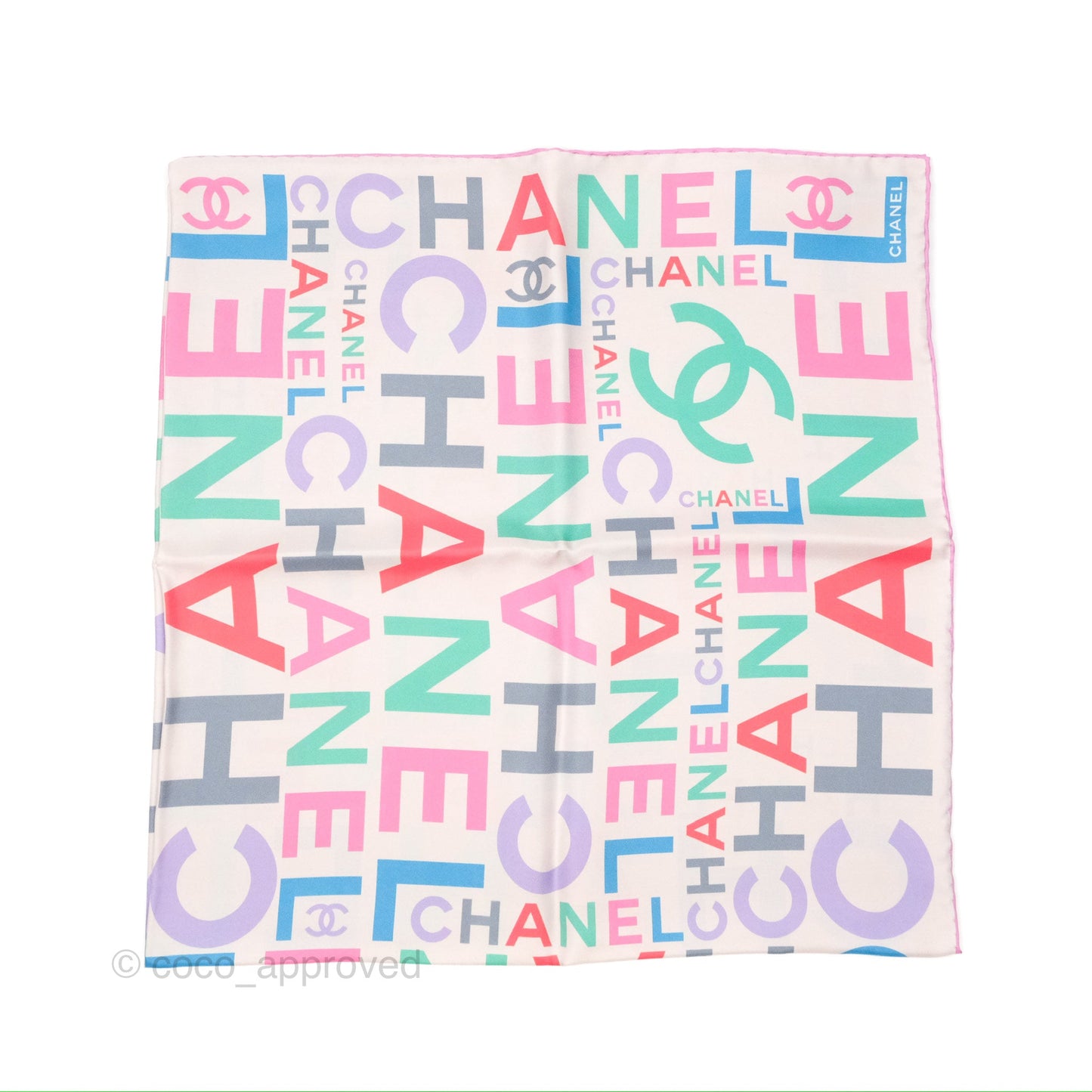 Chanel CC Logo Silk Square Scarf 90