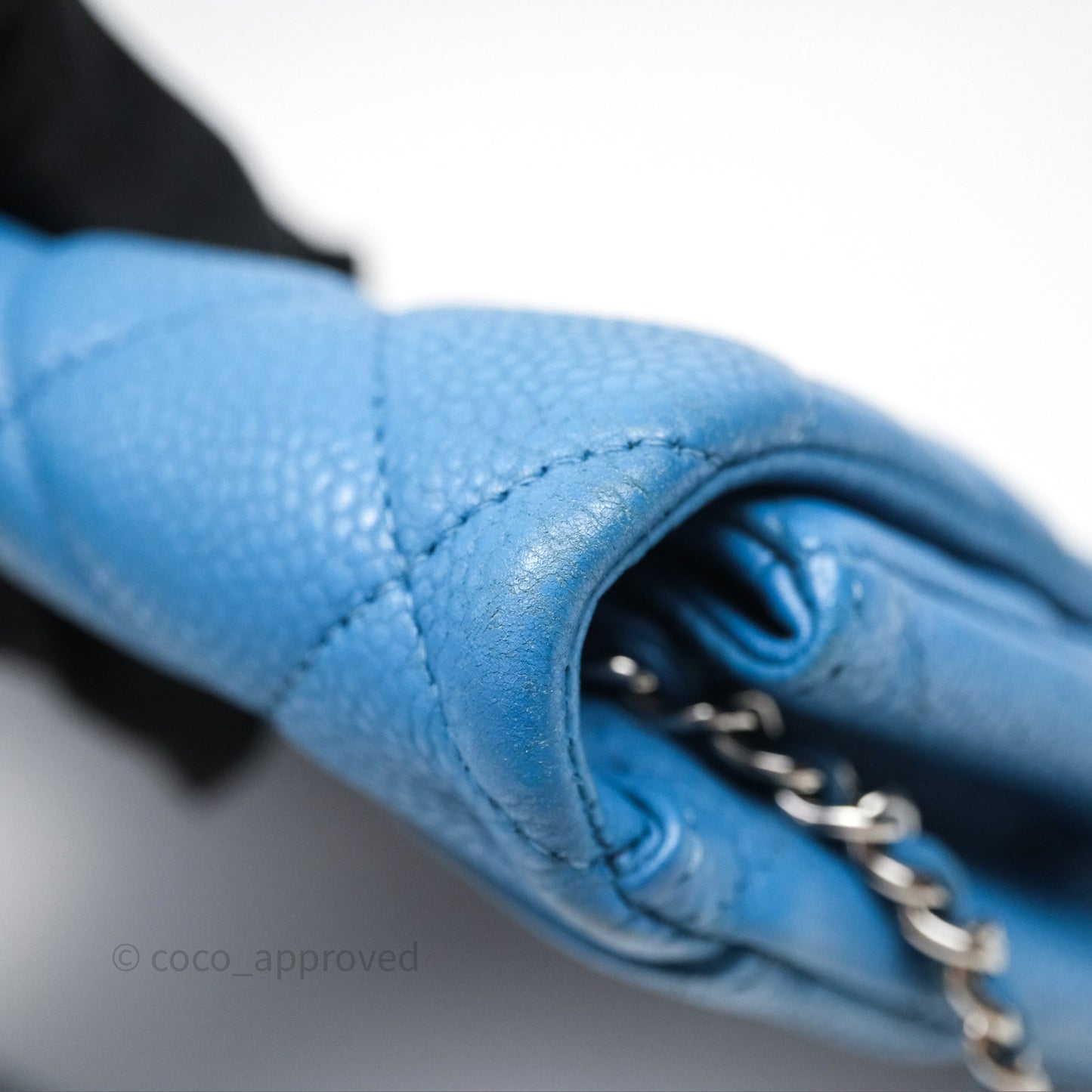 Chanel Quilted Clutch with Chain Caviar Azul Sliver Hardware