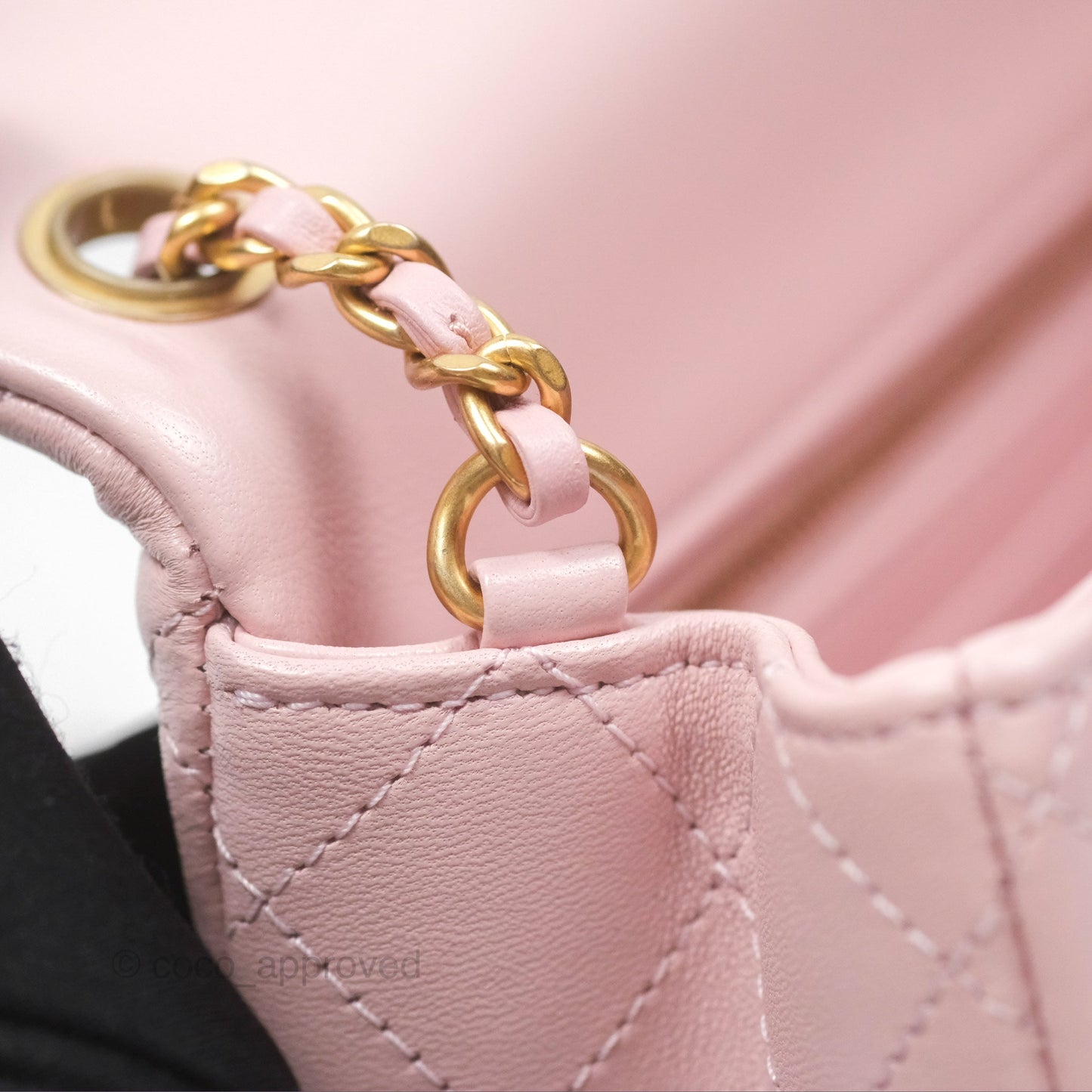 Chanel Pearl Crush Mini Square Quilted Light Pink Lambskin Aged Gold Hardware