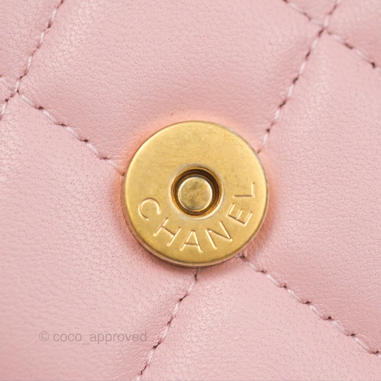 Chanel Enamel Top Handle Clutch with Chain Pink Lambskin Aged Gold Hardware 22B