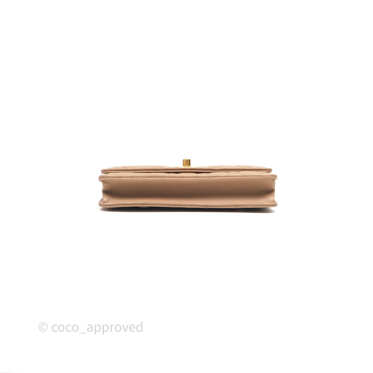 Chanel All Slide Wallet on Chain WOC Adjustable Chain Quilted Beige Lambskin