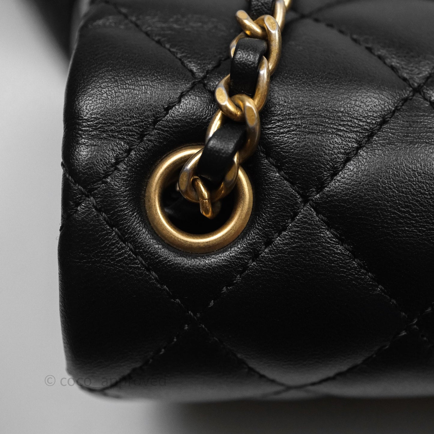 Chanel Romance Mini Square Flap Black Lambskin Aged Gold Hardware