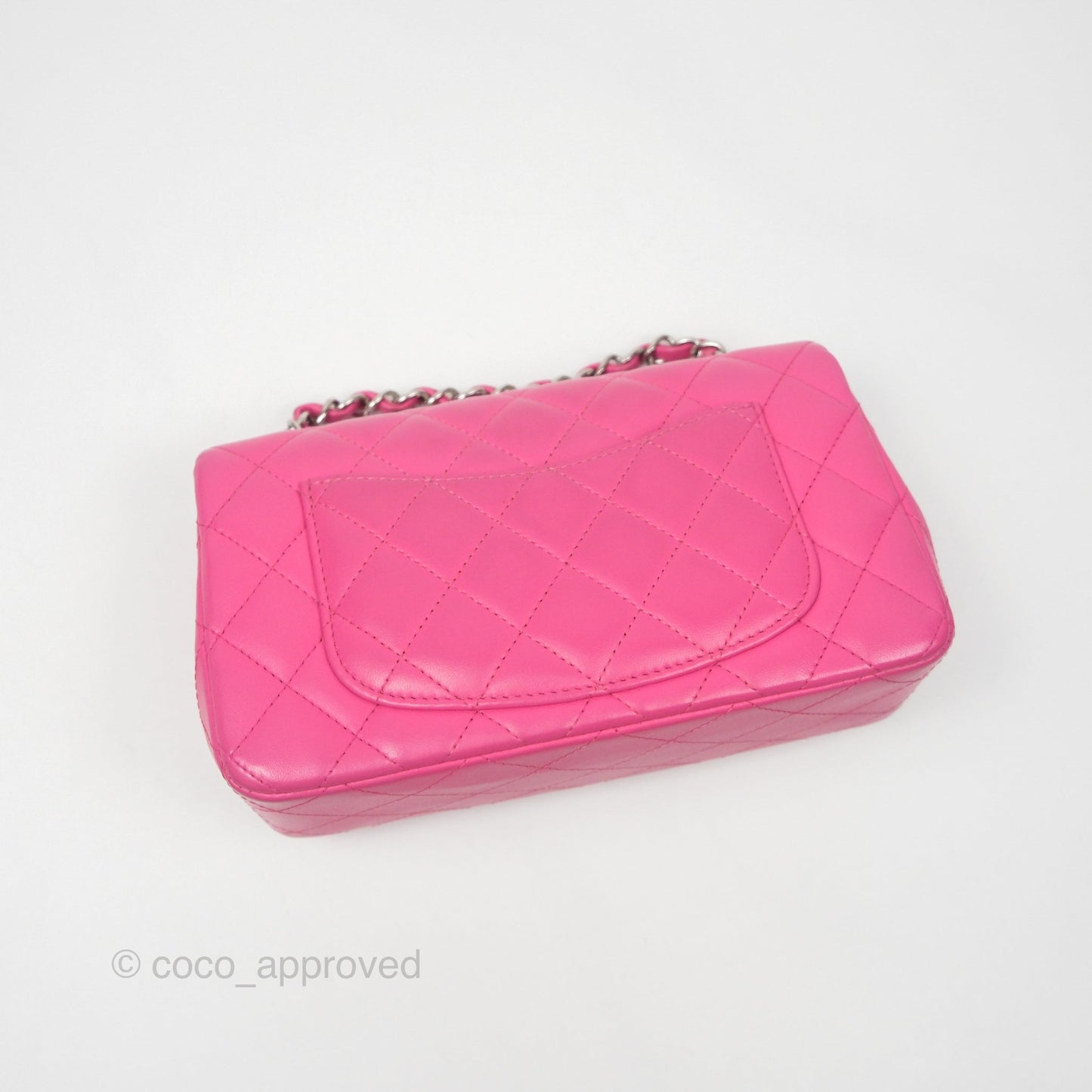 Chanel Quilted Mini Rectangular Flap Pink Lambskin Silver Hardware