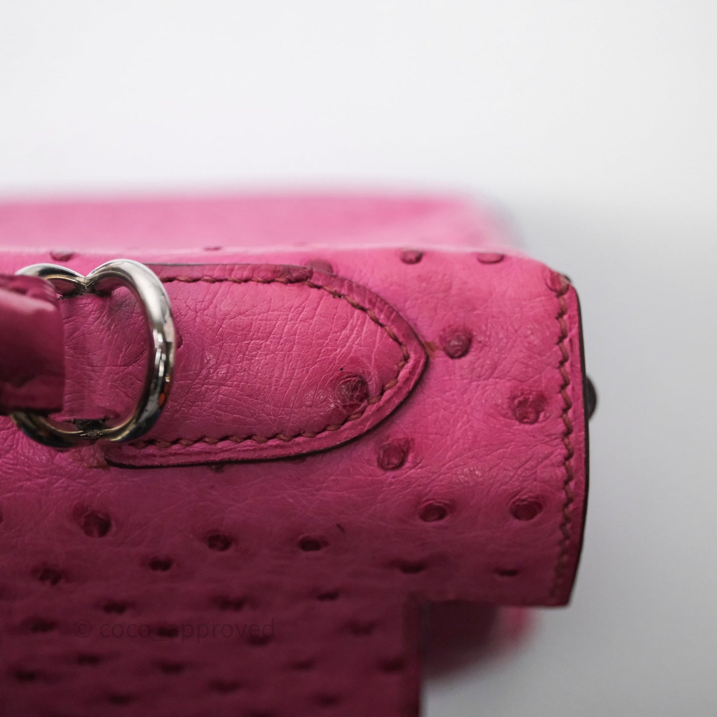 Hermes Kelly 32 Fuchsia Ostrich Palladium Hardware