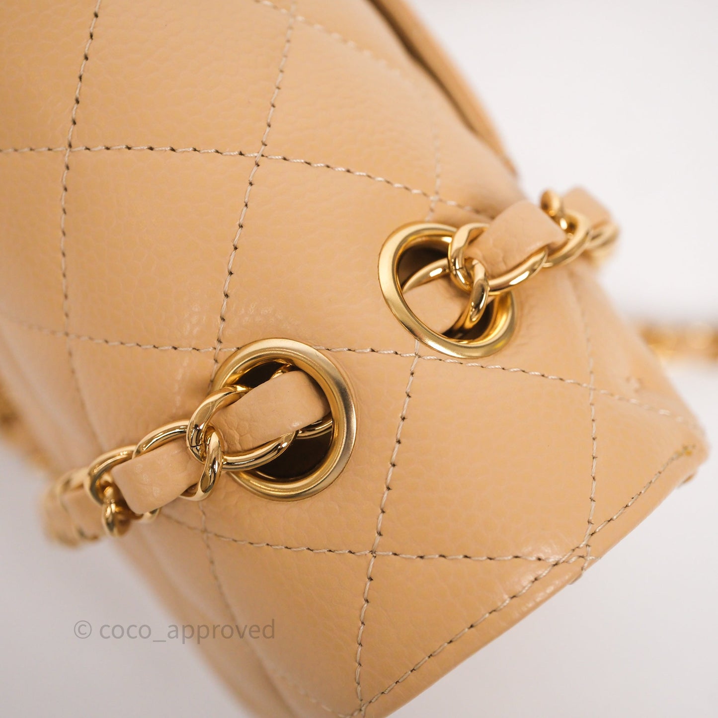 Chanel Classic M/L Medium Flap Quilted Beige Caviar Gold Hardware