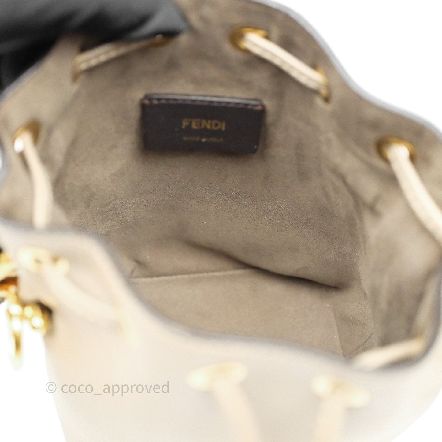 Fendi Mini Mon Tresor Bucket Bag Tortora Grained Calfskin