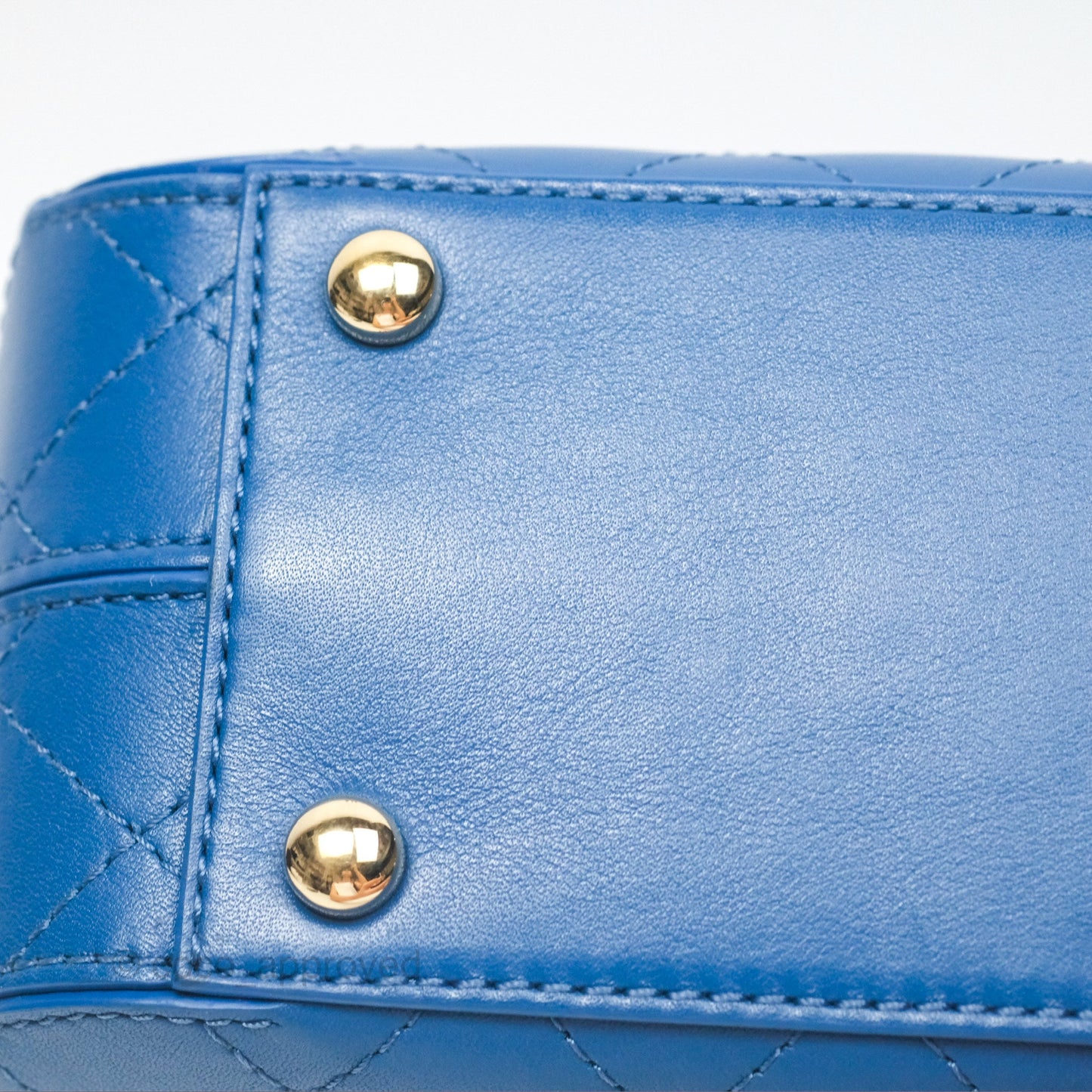 Chanel Stitched Camera Case Bag Blue Calfskin Gold Hardware