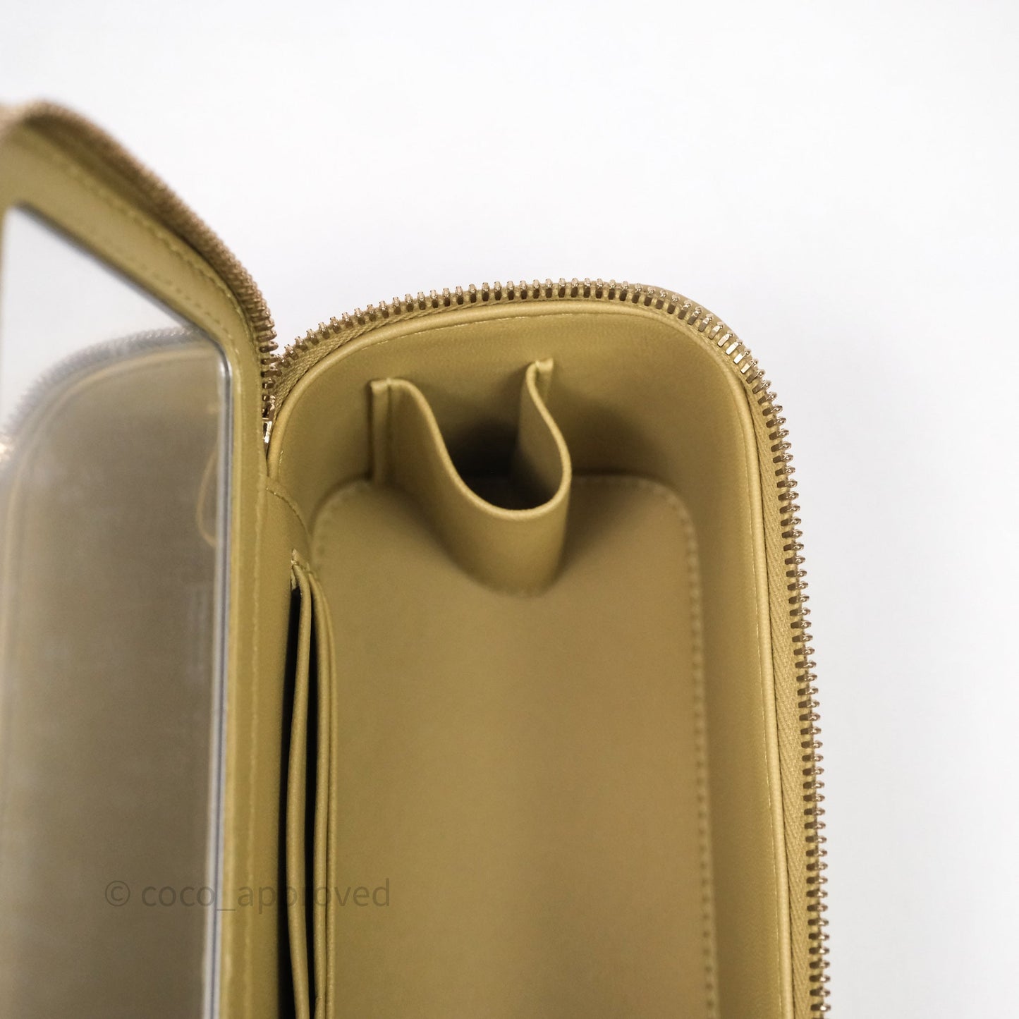 Chanel Top Handle Vanity with Chain Olive Green Lambskin Aged Gold Hardware