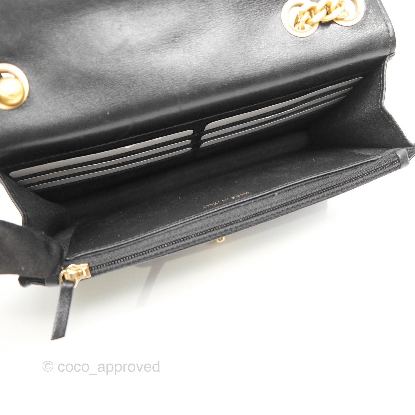 Chanel All Slide Wallet on Chain WOC Adjustable Chain Quilted Black Lambskin 22K