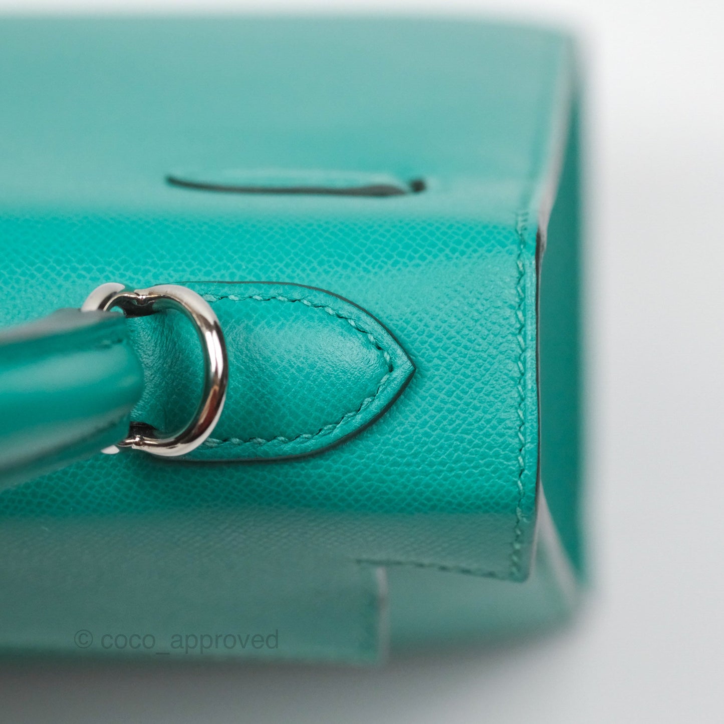 Hermès Sellier Kelly 25 Madame Leather Vert Verone U1/ Bleu De Prusse 7P Palladium Hardware