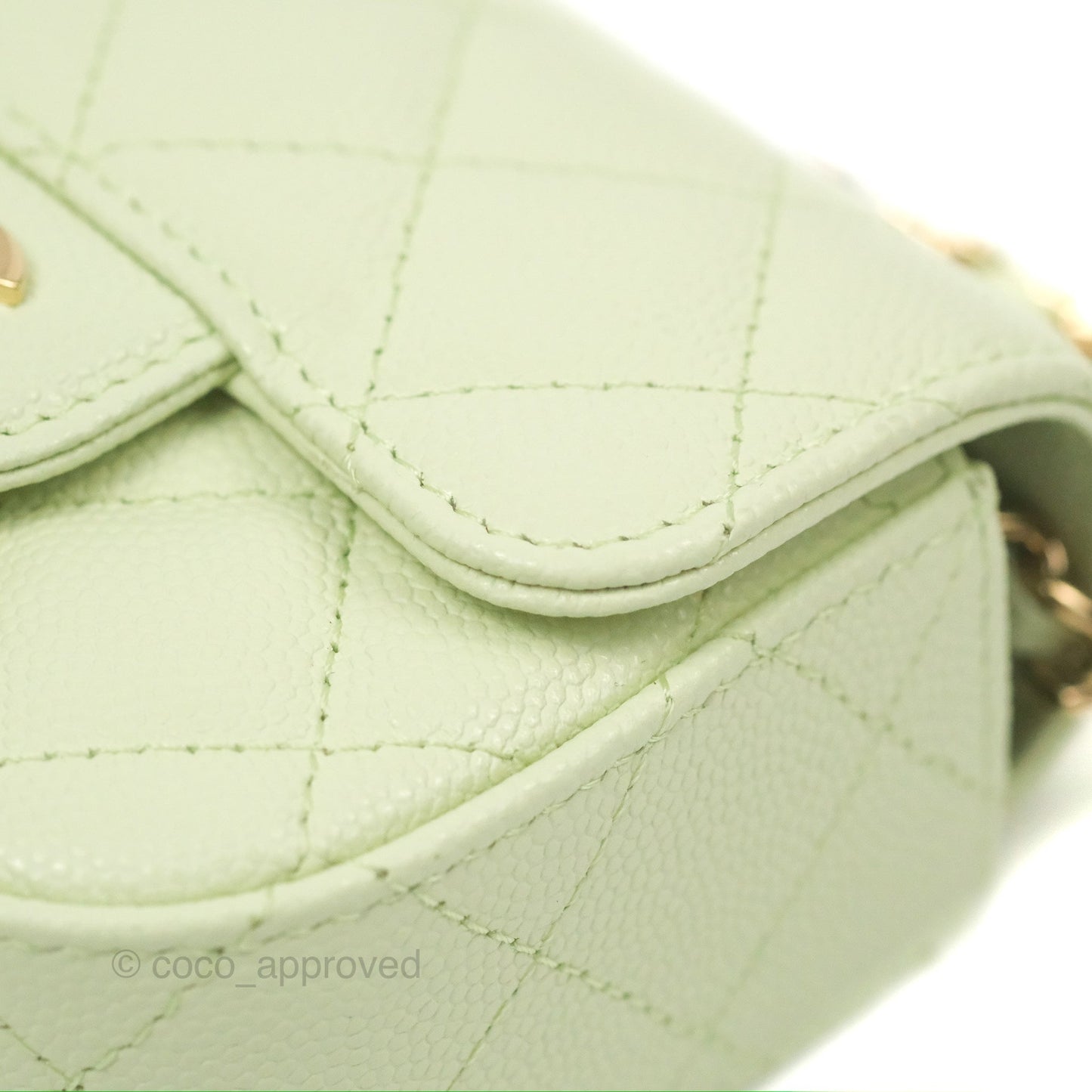 Chanel Mini Clutch With Chain Mint Green Caviar Gold Hardware 22C