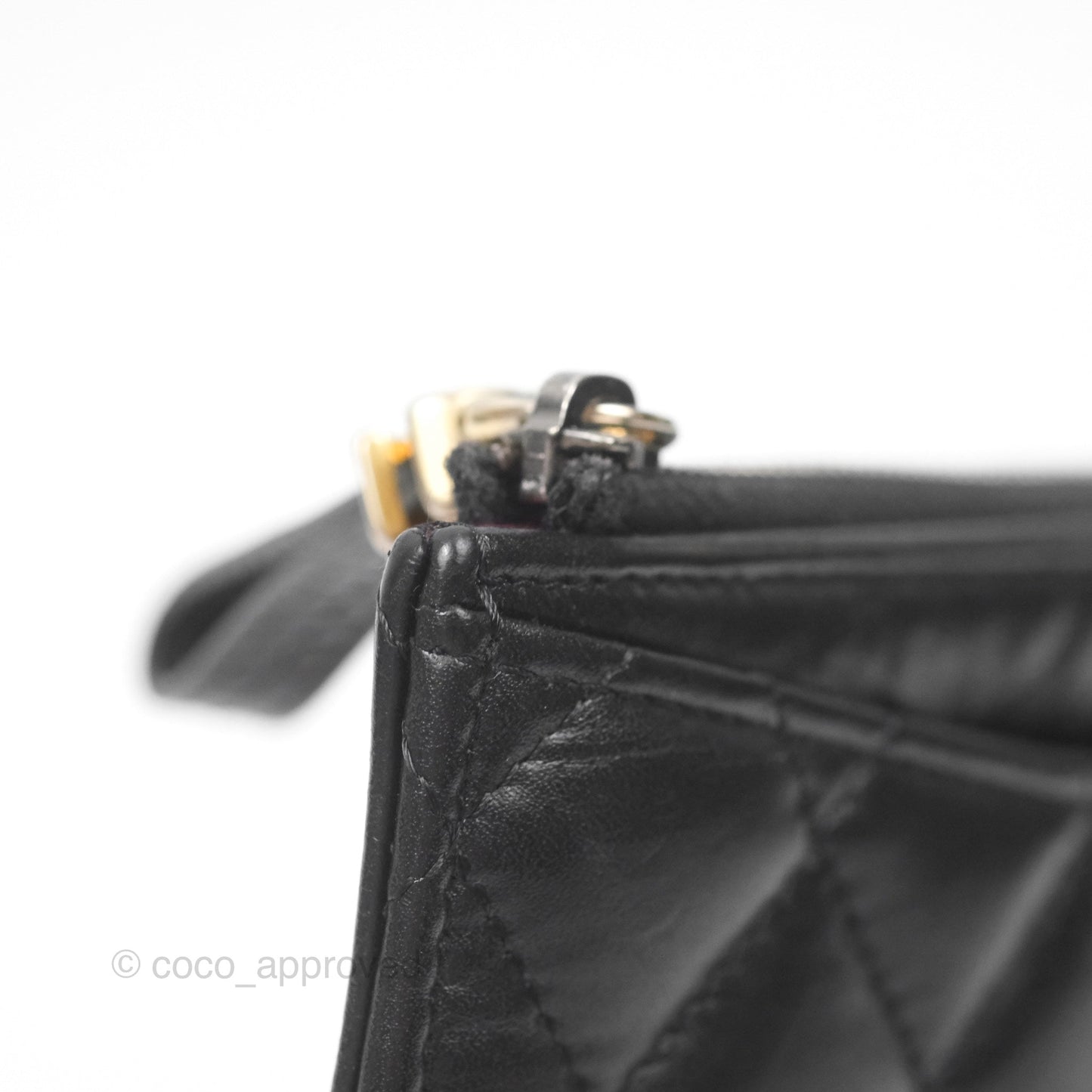 Chanel Quilted Gabrielle Zip Pouch Black Calfskin