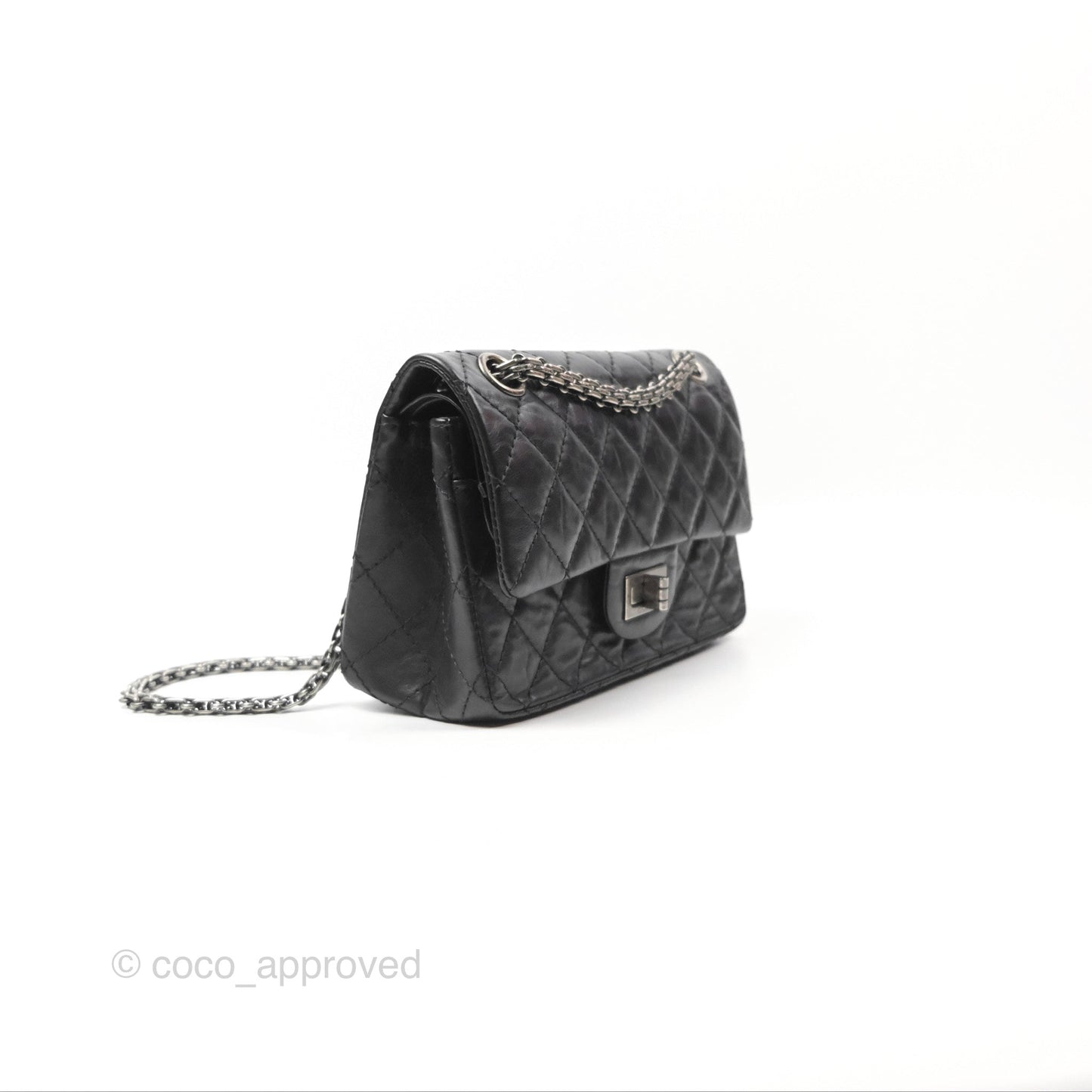 Chanel Mini Reissue 224 Black Aged Calfskin Ruthenium Hardware