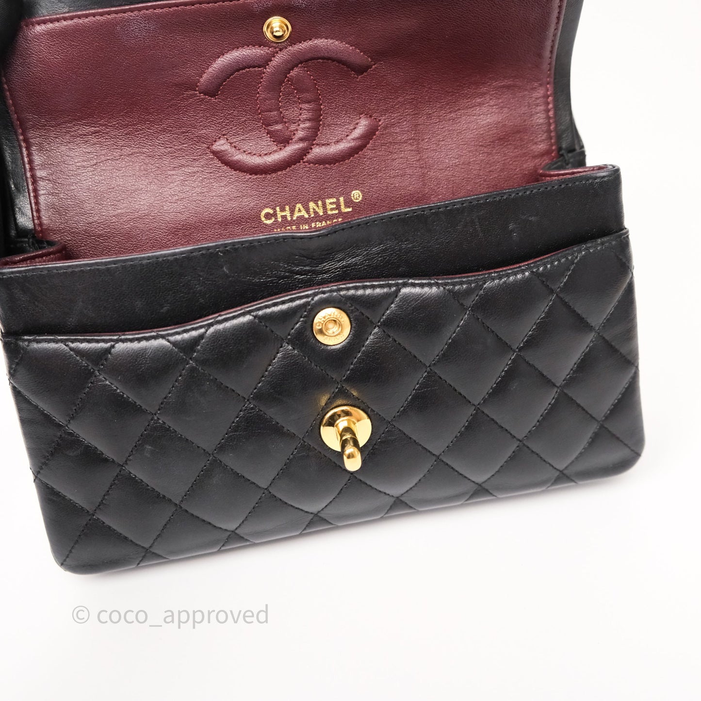 Chanel Small Classic Flap Quilted Black Lambskin Gold Hardware
