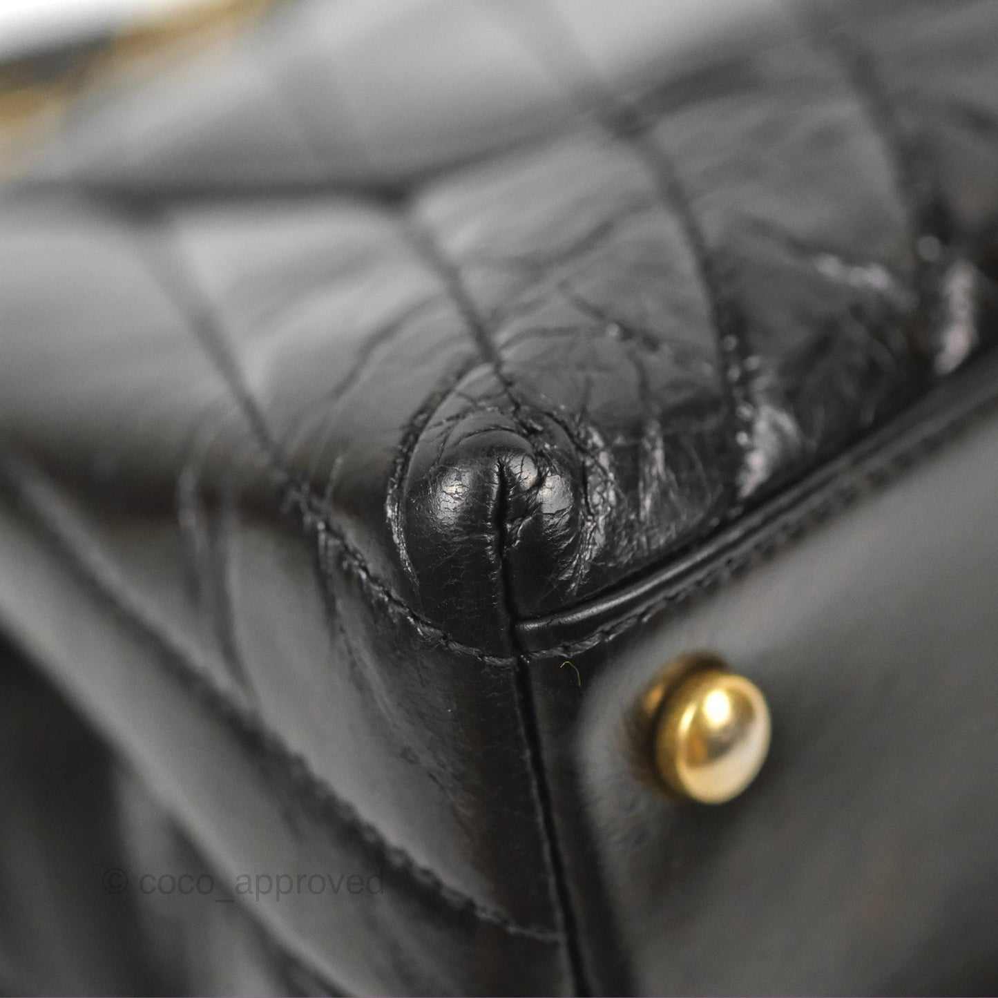 Chanel Chevron Small Coco Handle Black Shiny Aged Calfskin Aged Gold Hardware’s