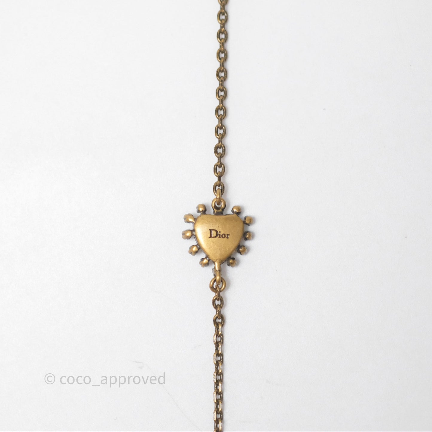 Christian Dior Pearl Crystal Bee Long Necklace Aged Gold Tone