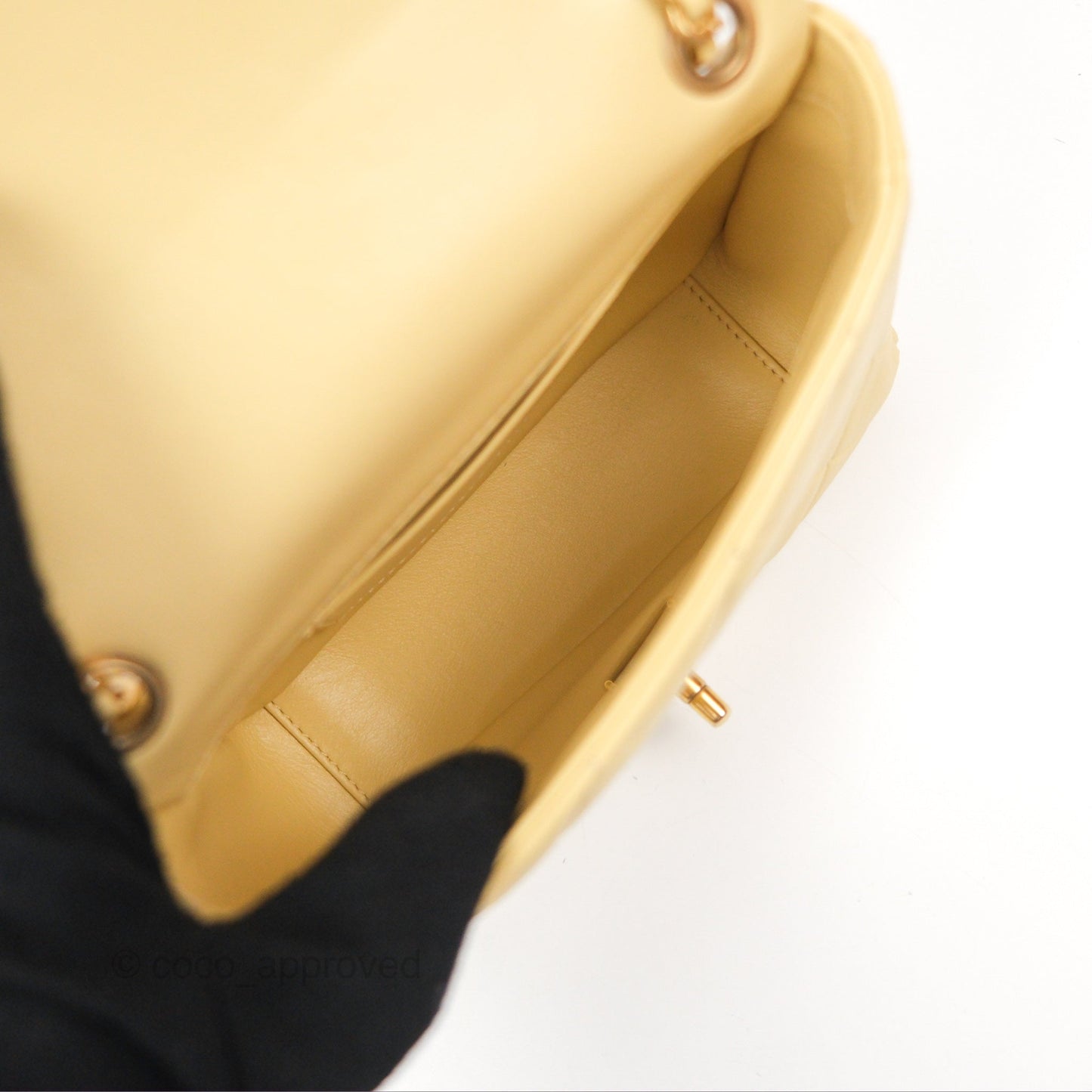 Chanel Small Flap Bag with Chain Strap Yellow Lambskin Aged Gold Hardware