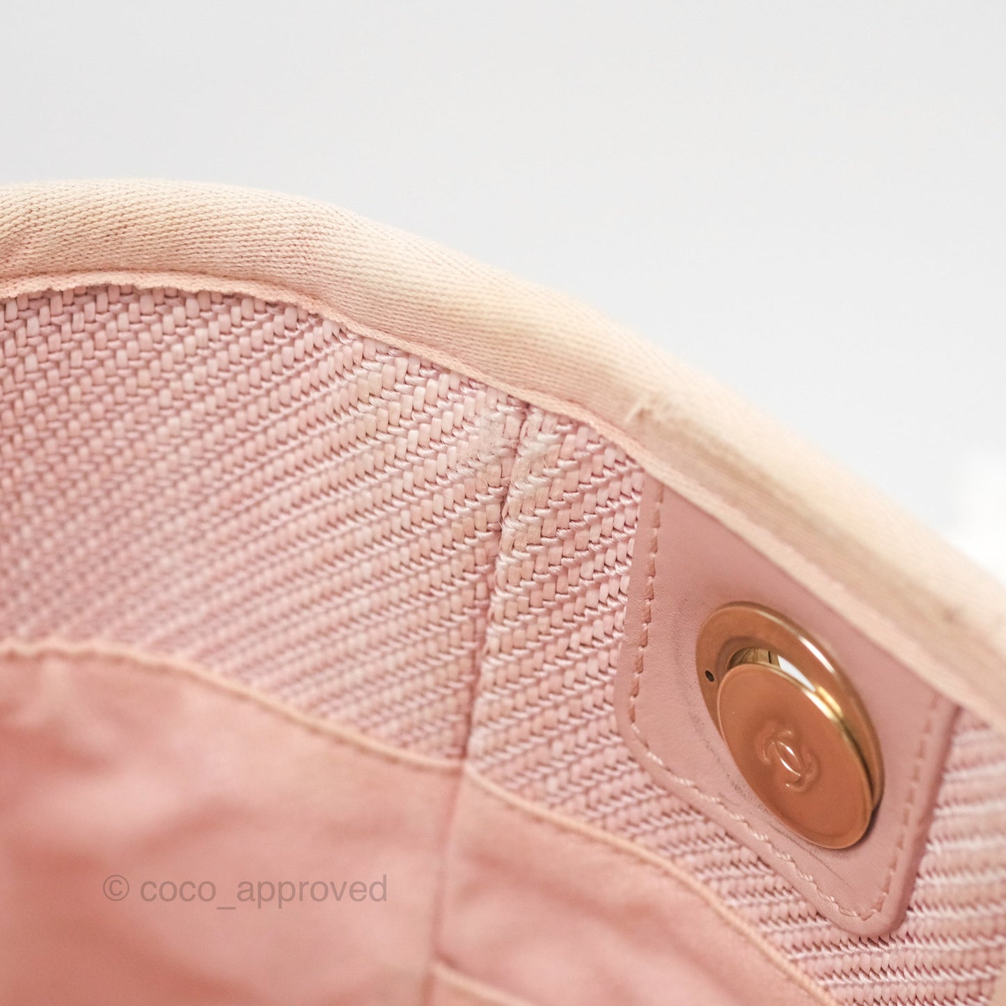 Chanel Small Vertical Deauville Canvas Pink Gold Hardware
