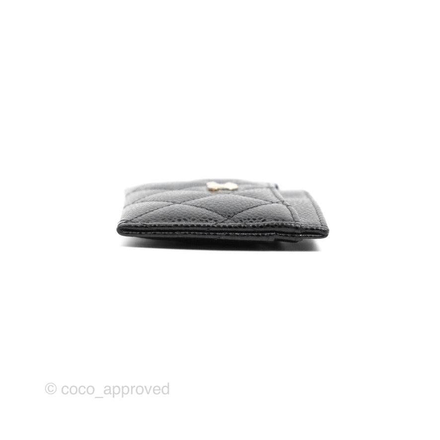Chanel Classic Flat Card Holder Black Caviar Gold Hardware