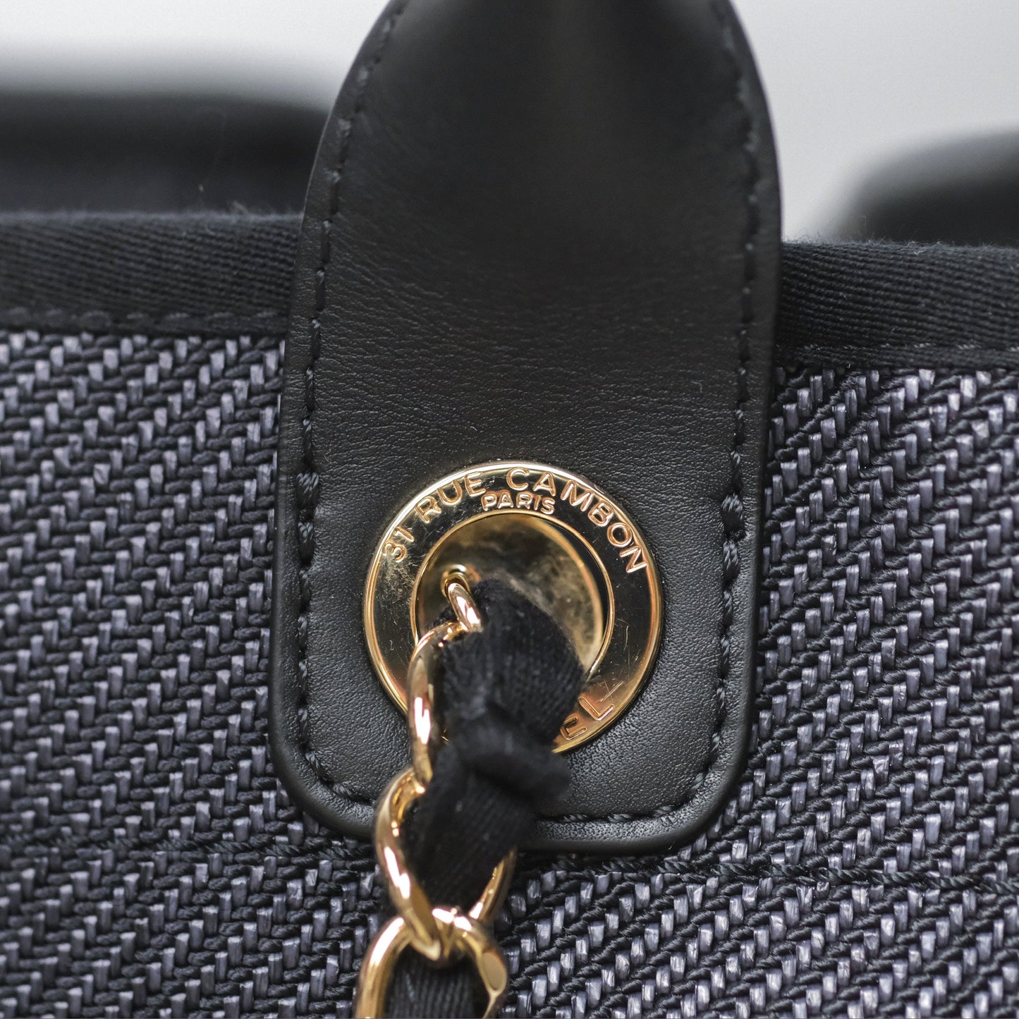 Chanel Canvas Deauville Large Tote Navy Gold Hardware