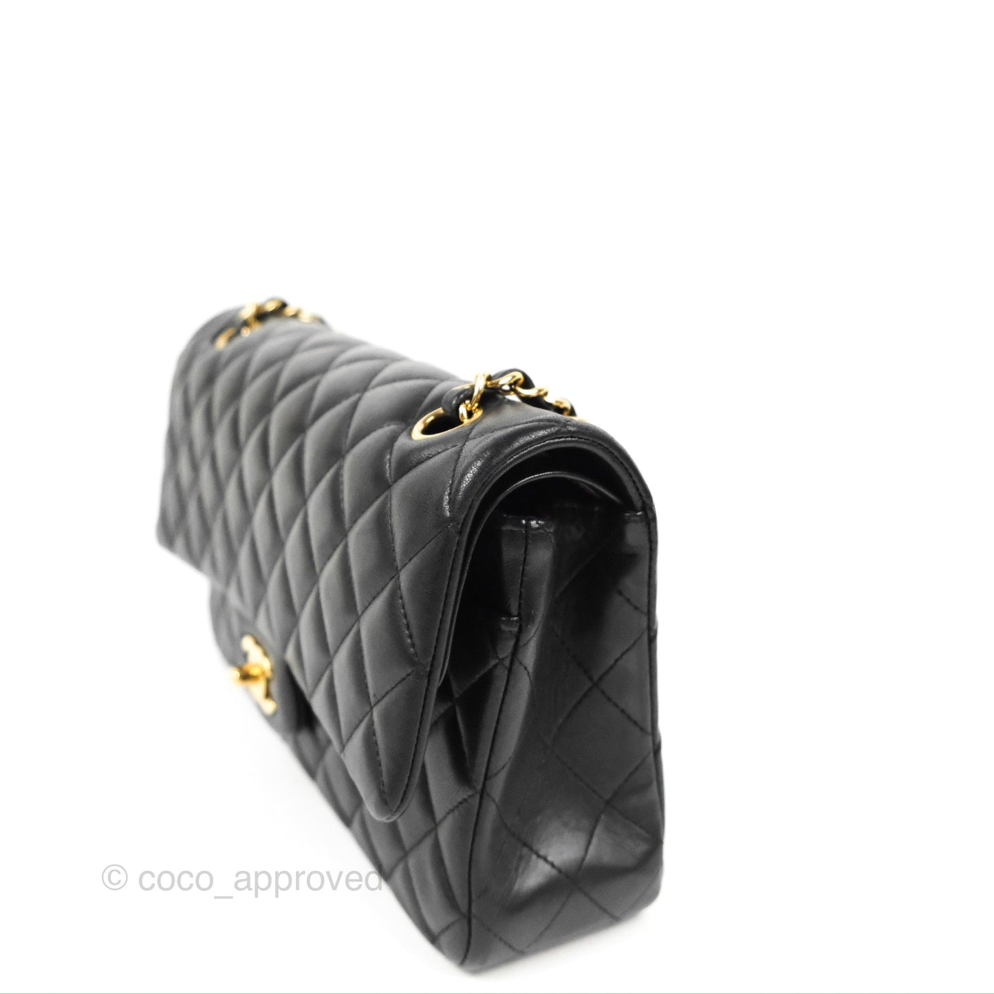 Chanel Classic M/L Medium Flap Quilted Black Lambskin Gold Hardware