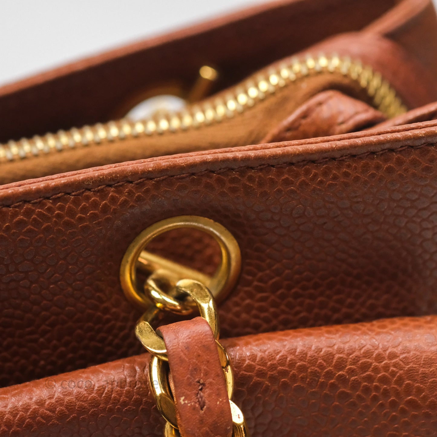 Chanel Vintage Tote Caramel Caviar 24K Gold Hardware