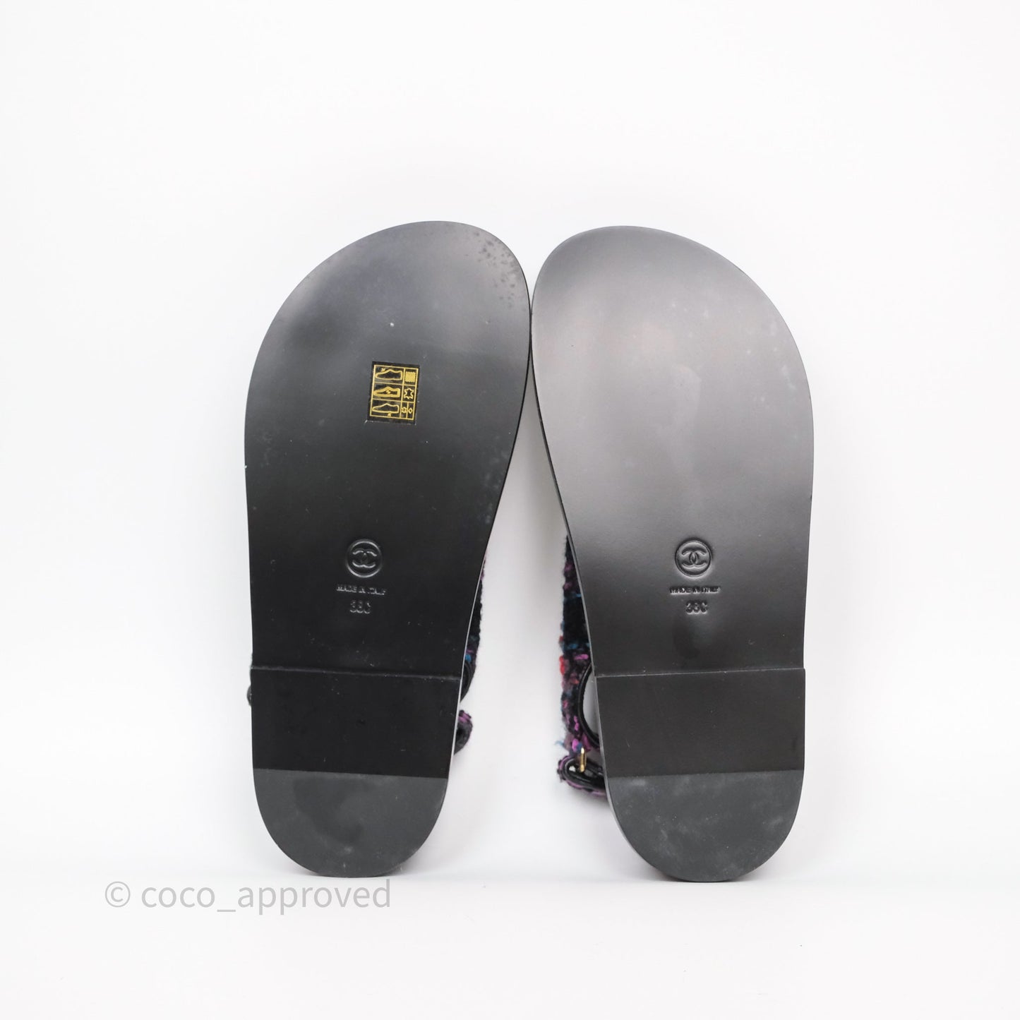Chanel Dad Sandals Black/ Purple Tweed Size 38