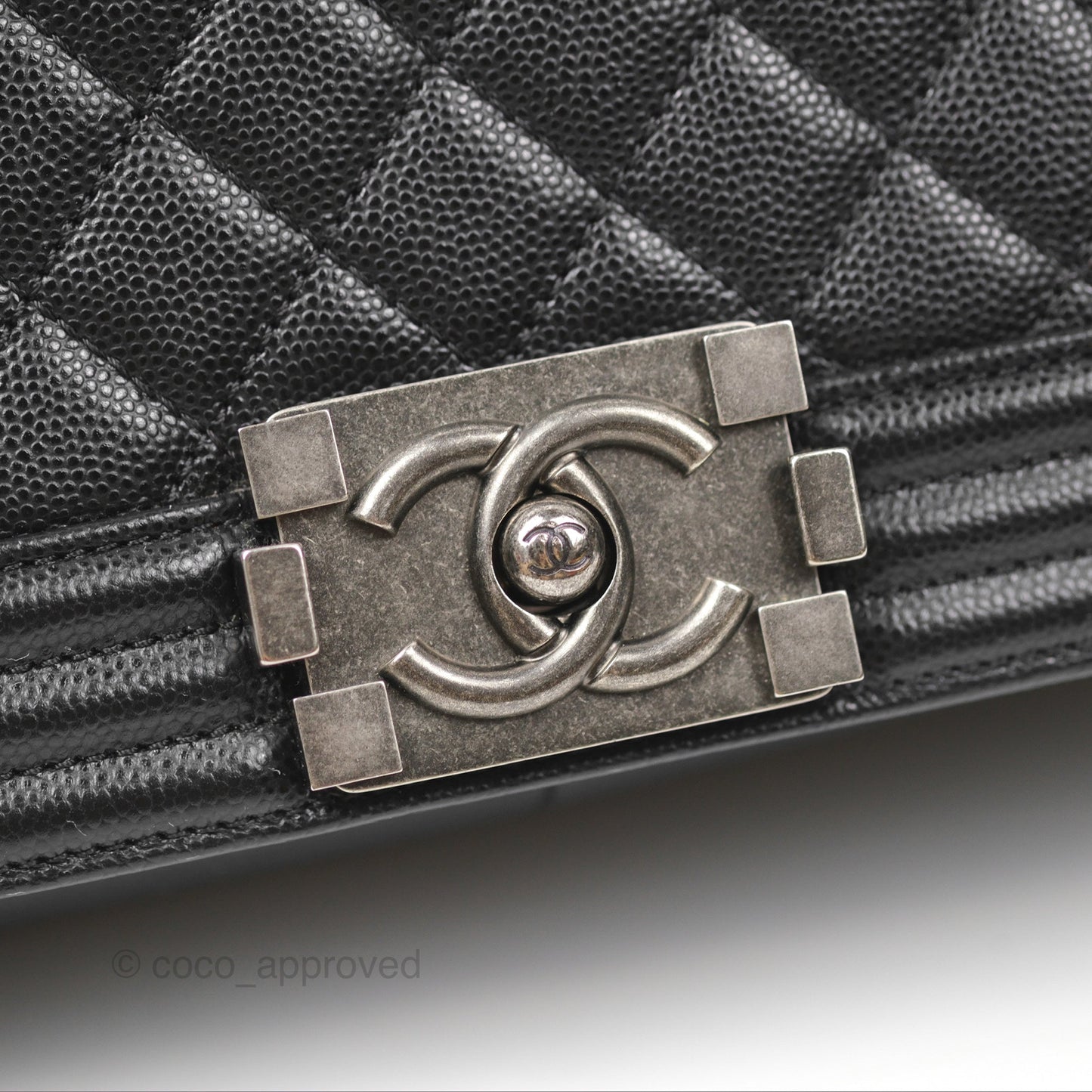 Chanel Boy Quilted Medium Black Caviar Ruthenium Hardware