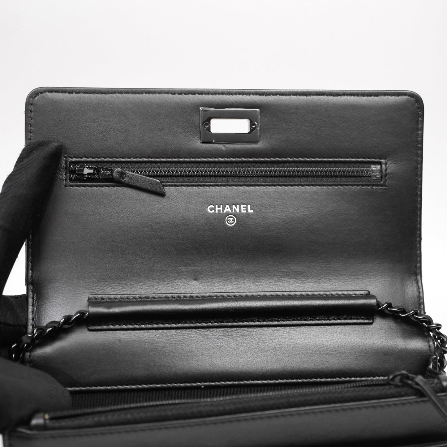 Chanel WOC Chevron Reissue So Black Calfskin