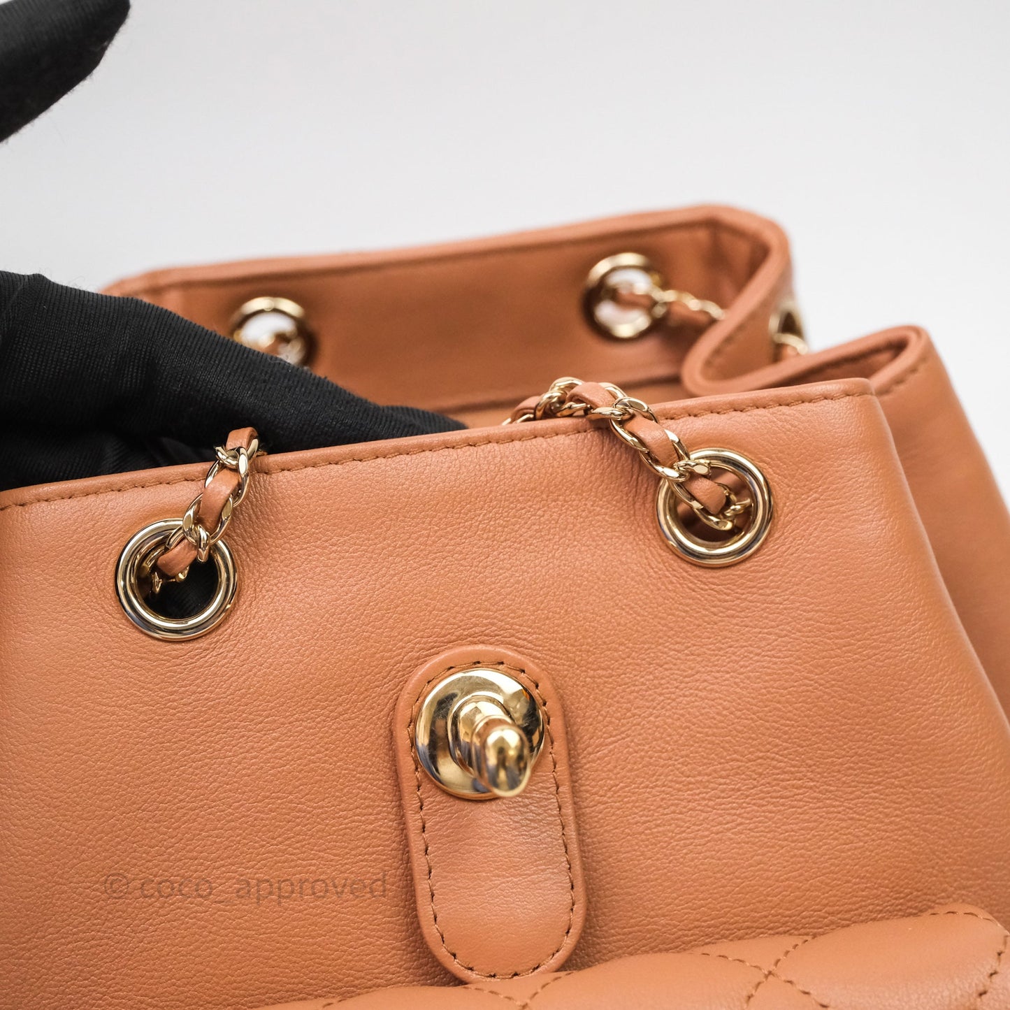 Chanel Small Duma Drawstring Backpack Camel Calfskin