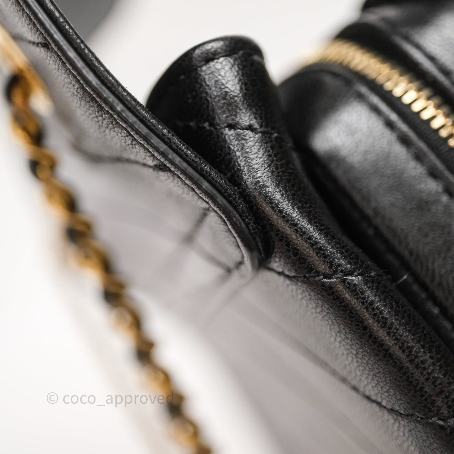 Chanel Chevron Flap Bag Black Calfskin Aged Gold Hardware