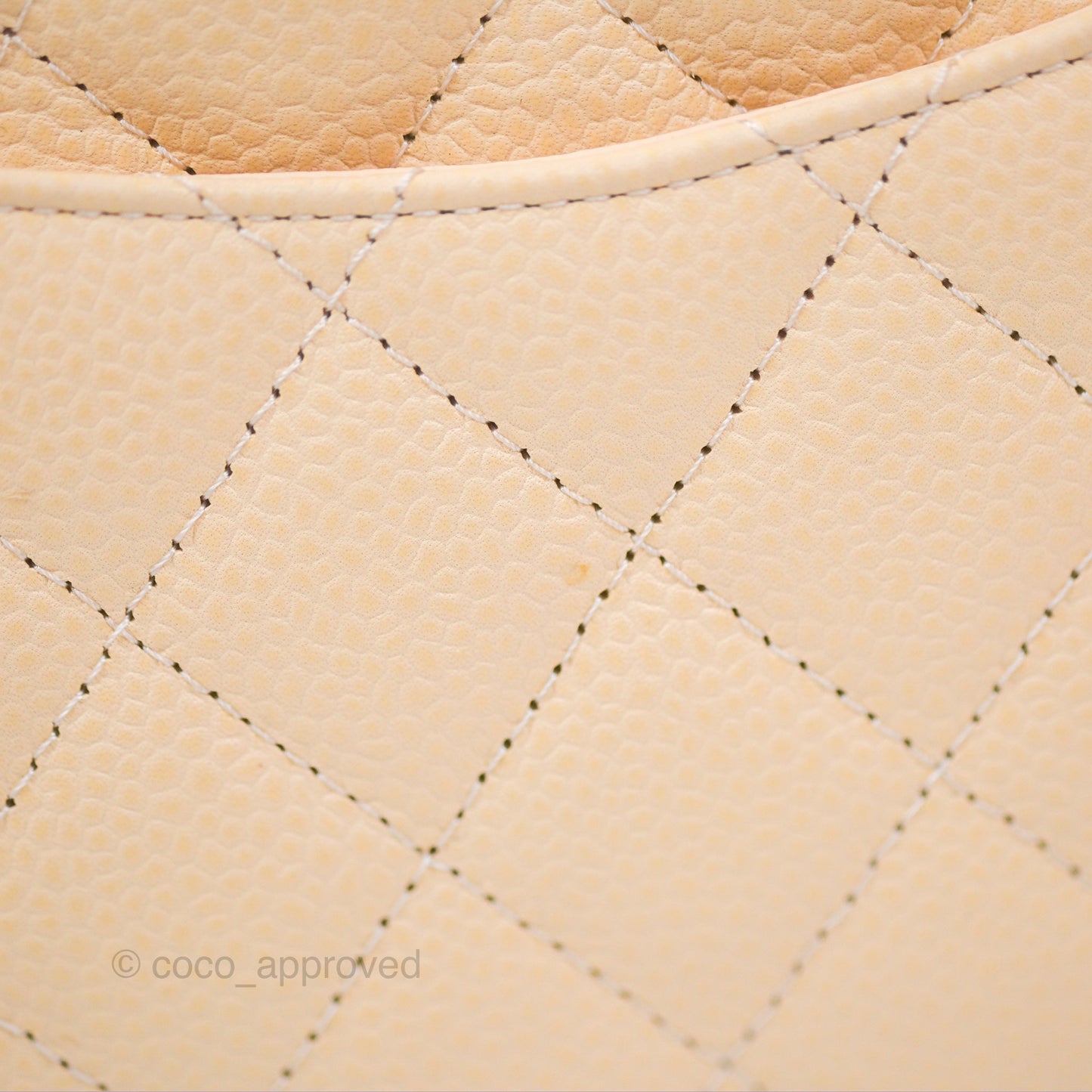 Chanel Quilted Mini Square Flap Light Beige Caviar Silver Hardware