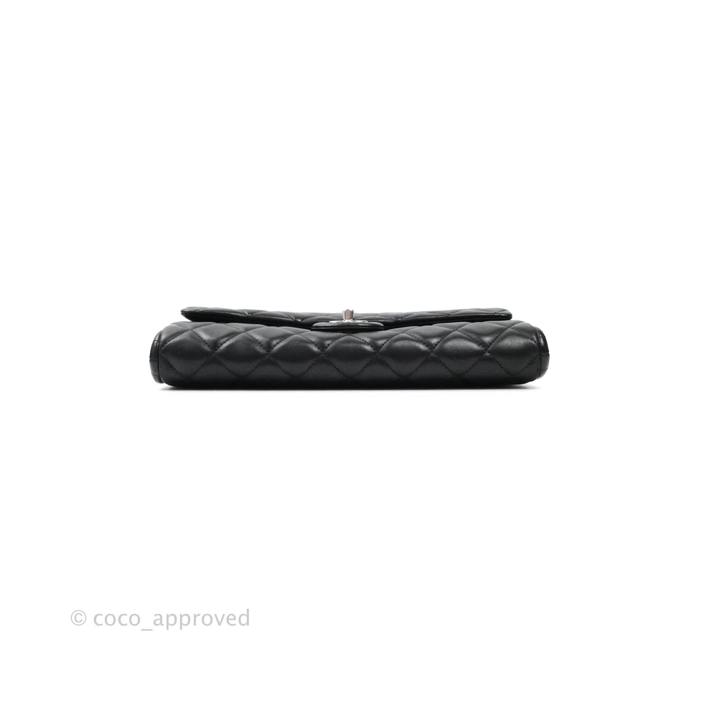 Chanel Quilted Clutch with Chain Lambskin Black Silver Hardware