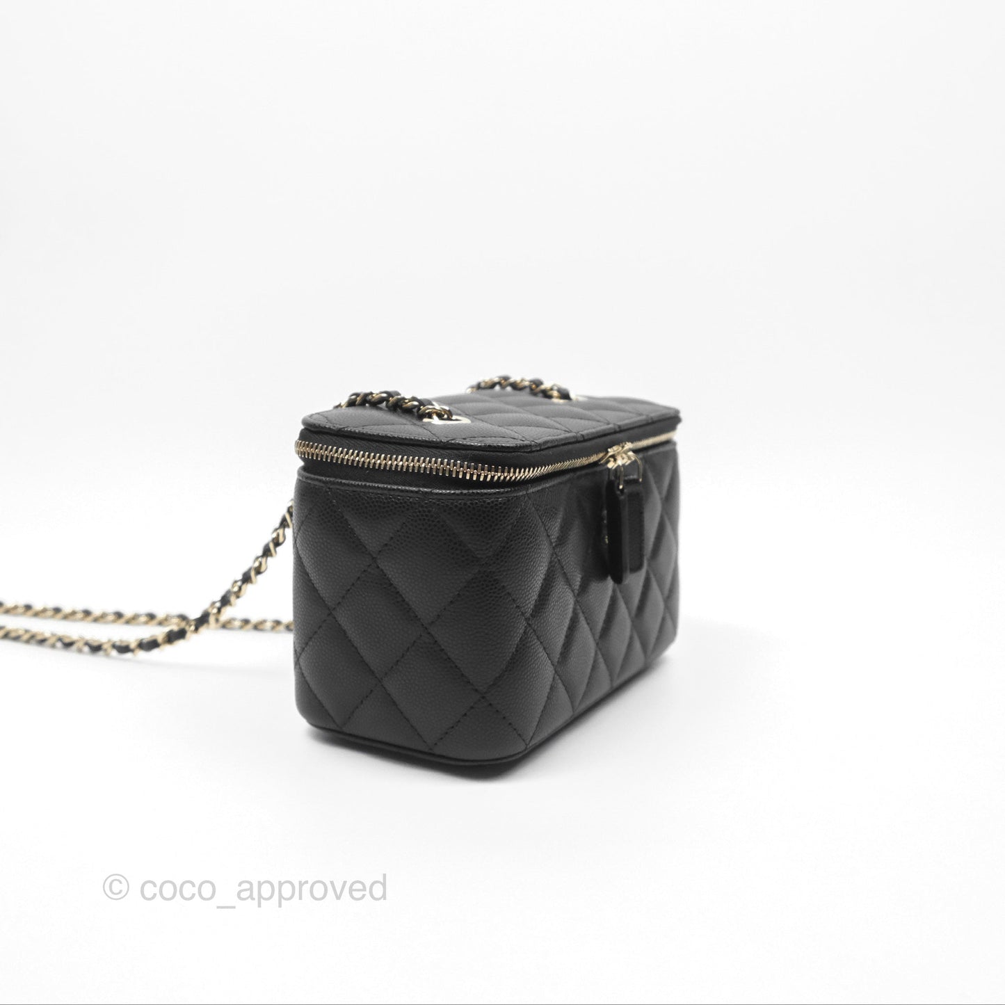 Chanel Vanity Rectangular With Chain Black Caviar Gold Hardware