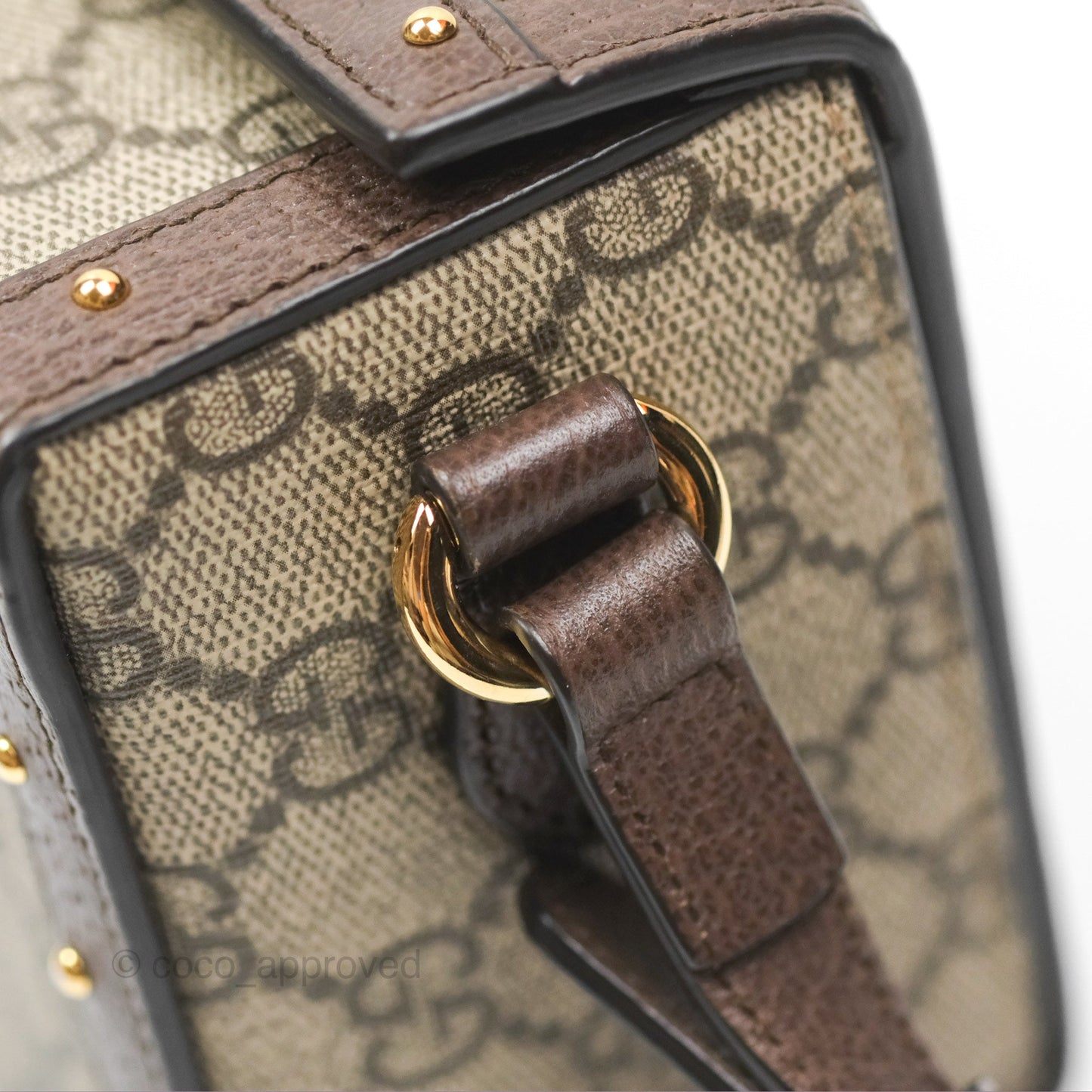 Gucci Gucci Brown/Beige GG Supreme Canvas and Leather Mini Trunk Bag