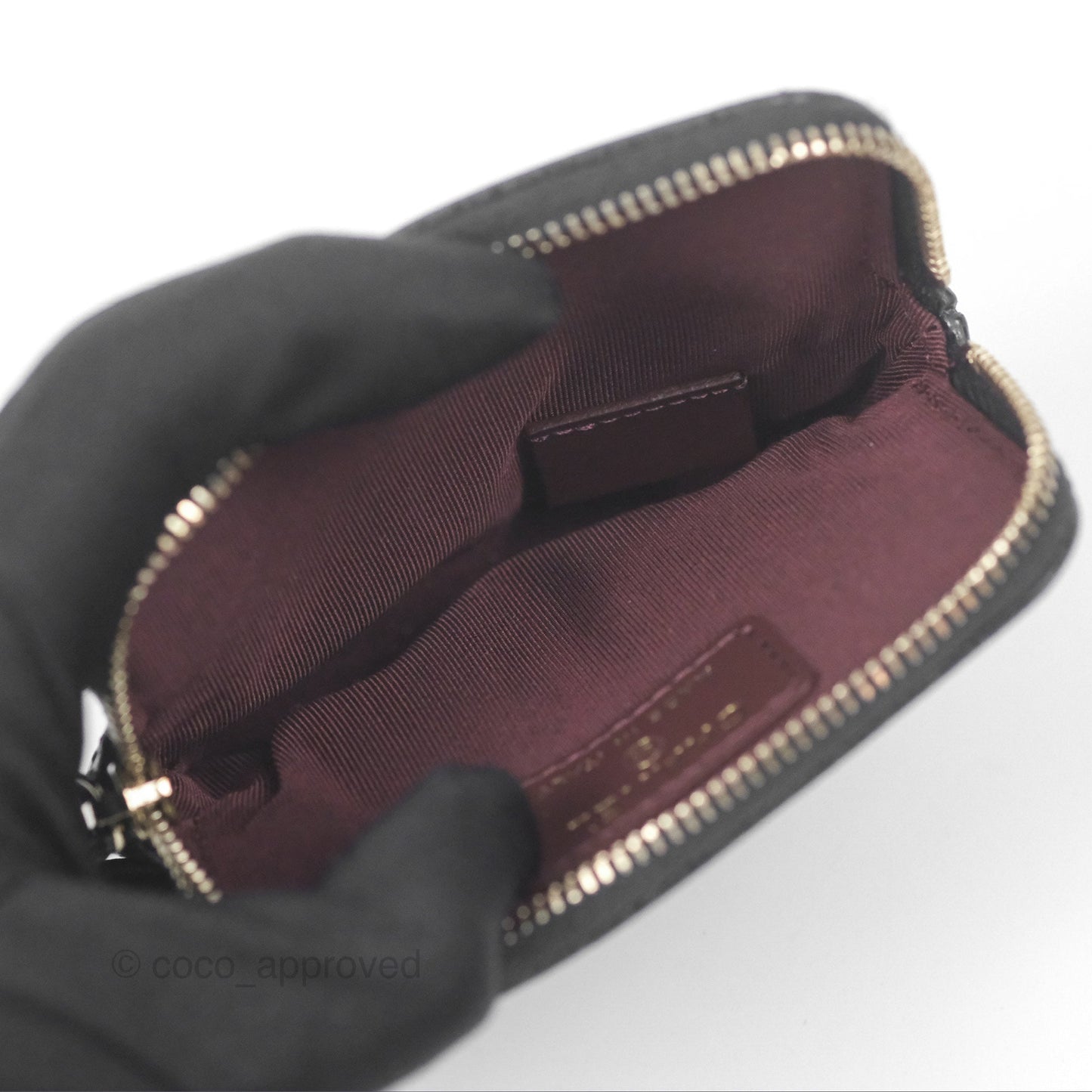 Chanel Quilted Classic Zip Card Holder Wallet Black Caviar Gold Hardware