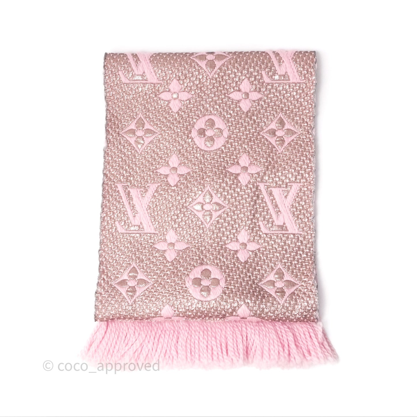 Louis Vuitton Logomania Scarf Pink Wool Silk