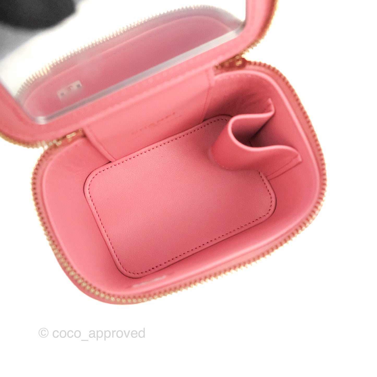 Chanel Mini Top Handle Vanity With Chain Pink Lambskin Gold Hardware