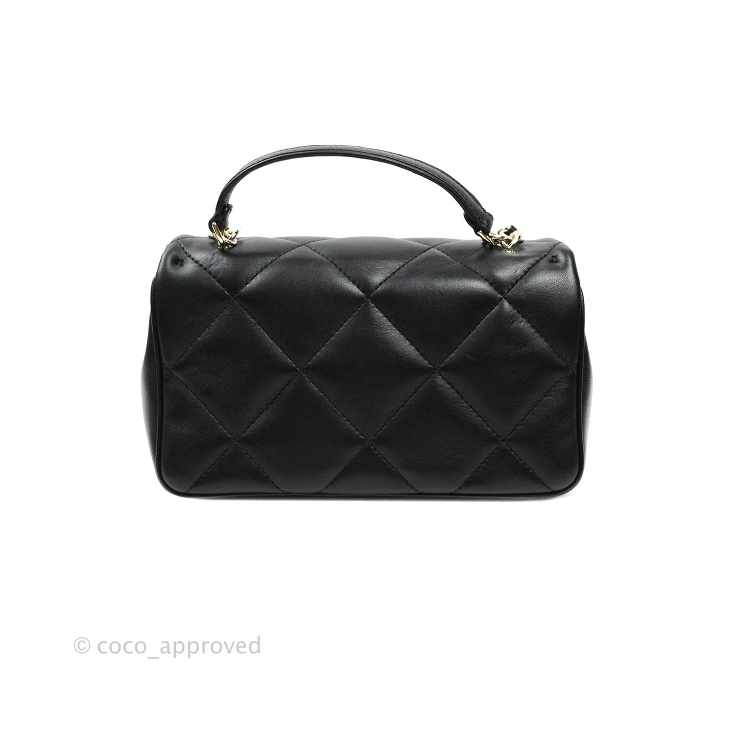 Chanel Easy Cherry Flap Bag With Handle Black Lambskin Gold Hardware 19K
