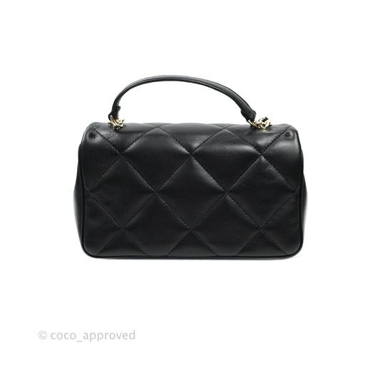 Chanel Easy Cherry Flap Bag With Handle Black Lambskin Gold Hardware 19K