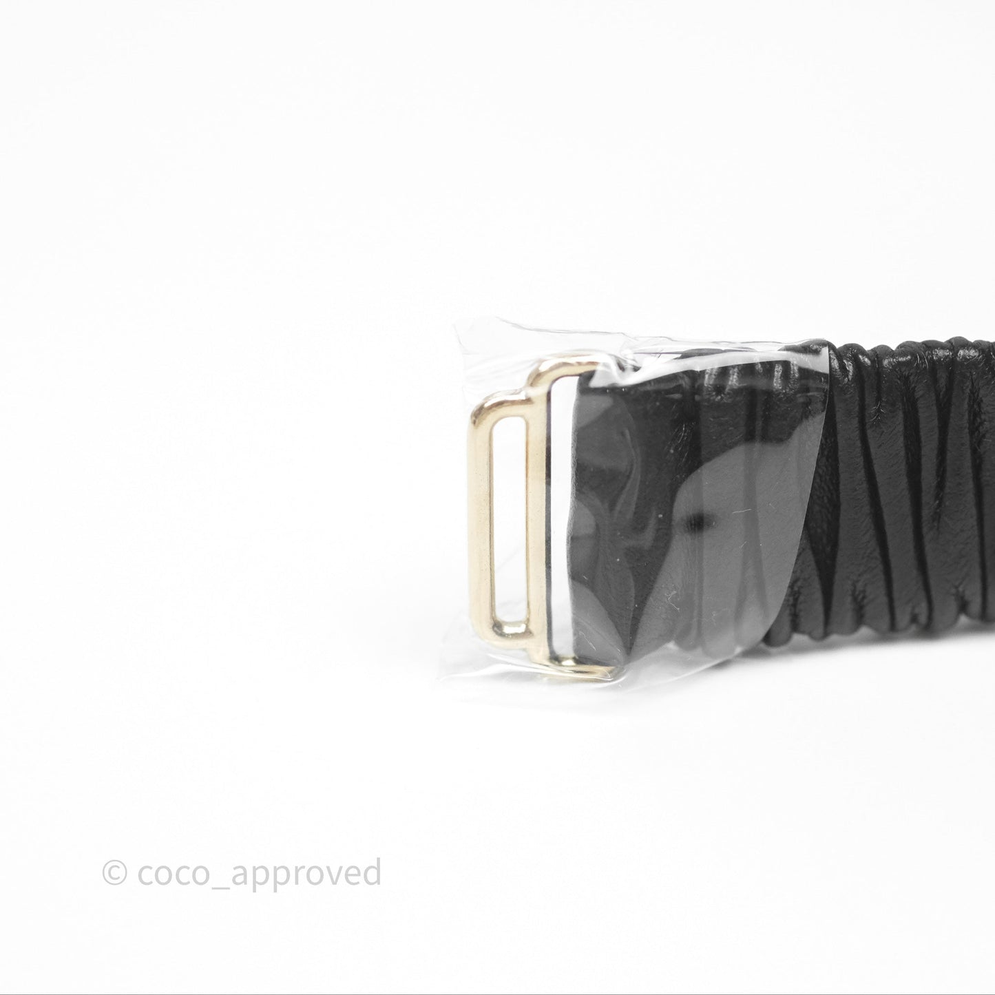 Chanel Square CC Ruched Belt Black Lambskin Gold Tone 22A