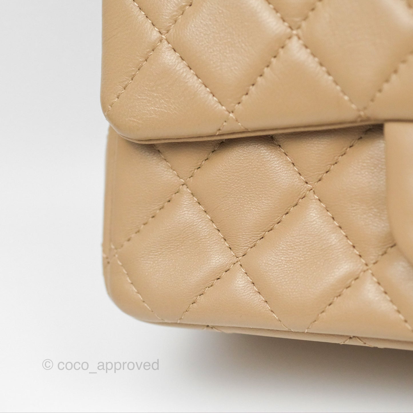 Chanel Mini Rectangular Quilted Beige Lambskin Gold Hardware