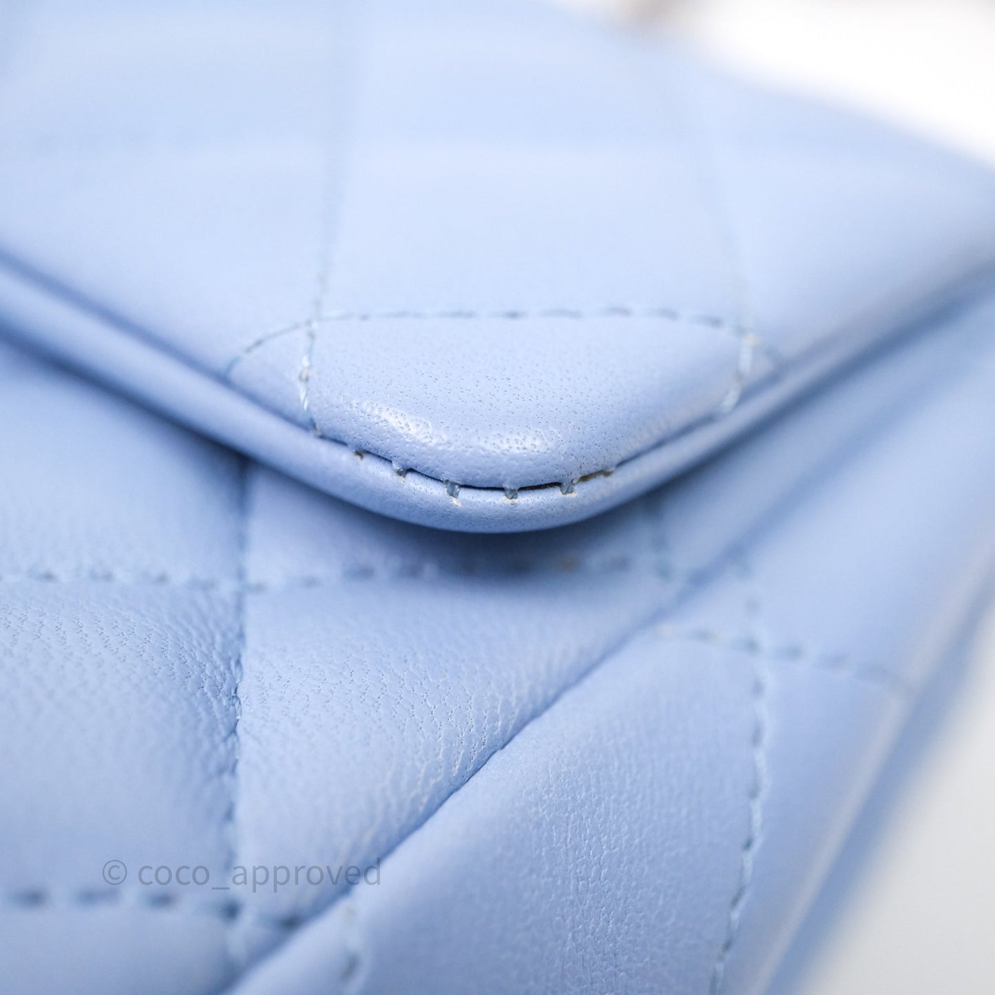 Chanel Mini Square Quilted Sky Blue Lambskin Gold Hardware