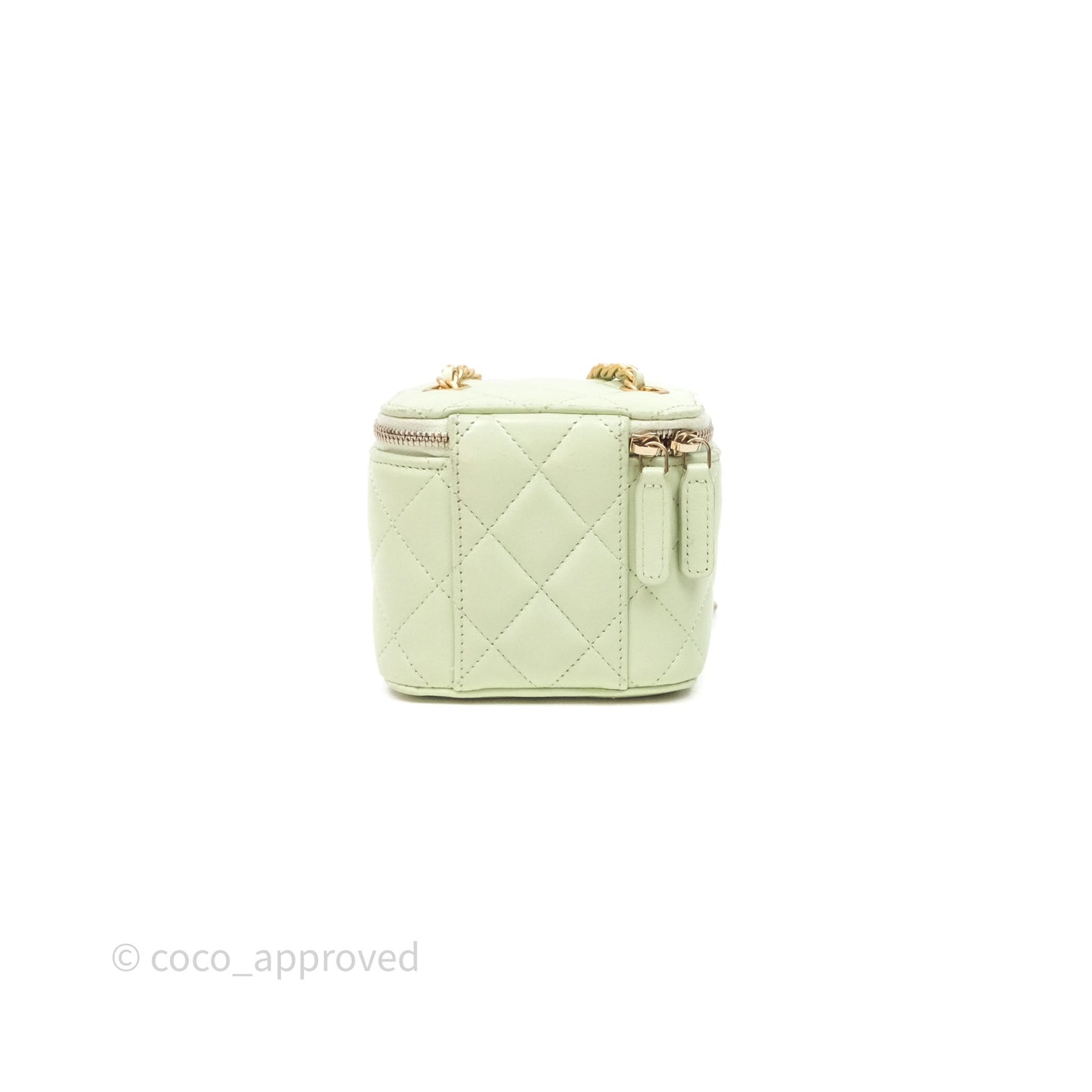Chanel Mini Pearl Crush Vanity With Chain Green Aged Gold Hardware