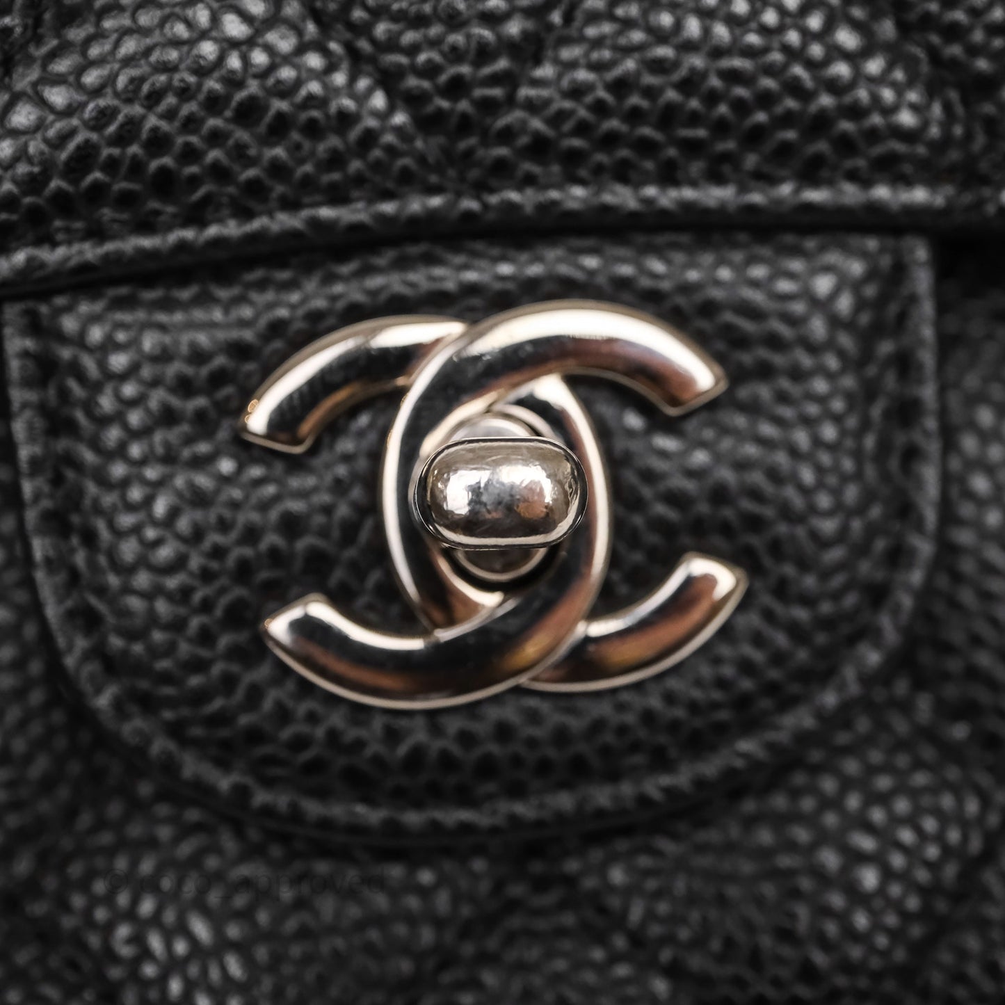 Chanel Classic M/L Medium Flap Quilted Black Caviar Silver Hardware