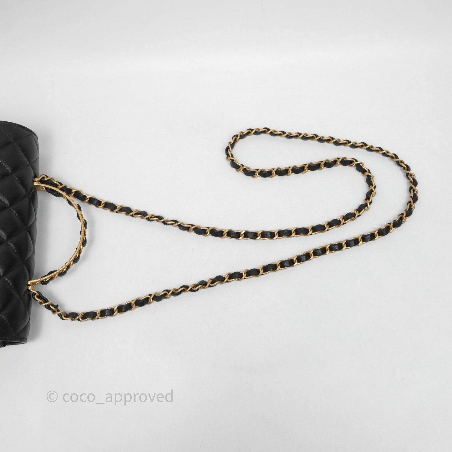 Chanel Top Handle Mini Rectangular Flap Bag Black Lambskin Aged Gold Hardware
