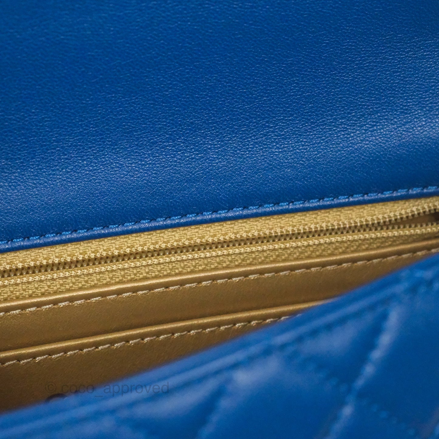 Chanel Mini Rectangular Pearl Crush Blue Lambskin Aged Gold Hardware